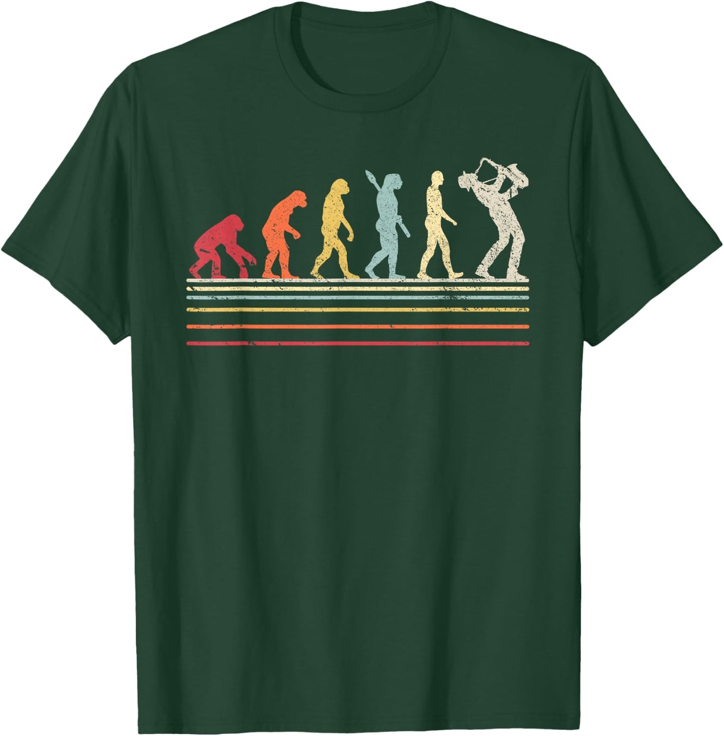 Funny Saxophone . Retro Vintage Evolution of Man Shirt T-Shirt - T-Shirt | Forest