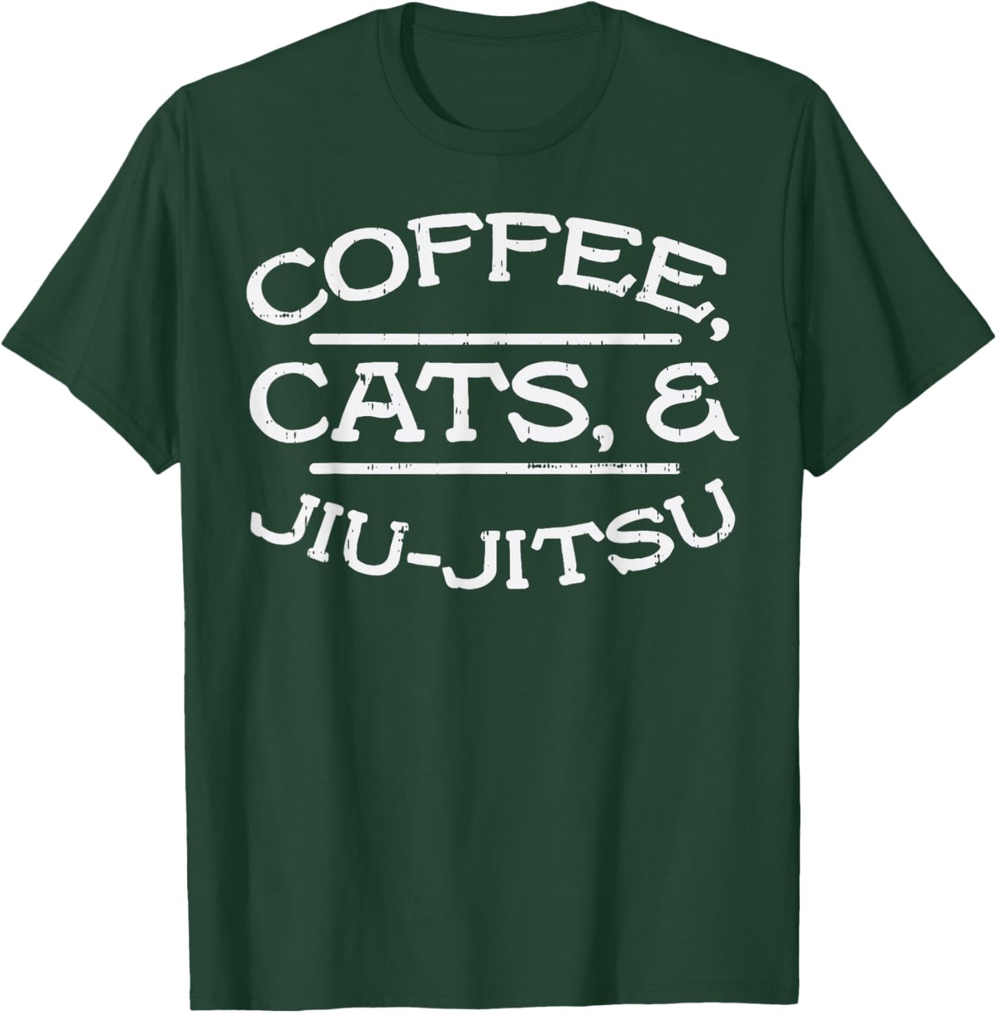 Coffee Cats Jiu Jitsu BJJ Sports Brazilian Martial Arts Gift T-Shirt - T-Shirt | Forest