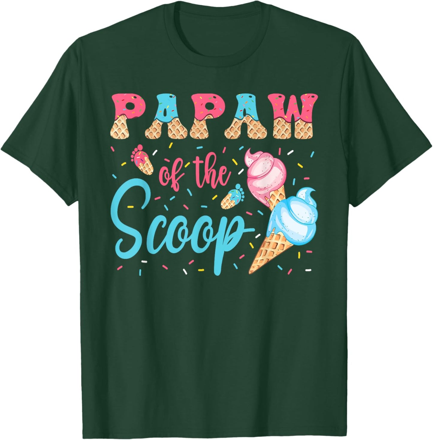Papaw Of The Scoop Ice Cream Gender Reveal Baby Shower T-Shirt - T-Shirt | Forest