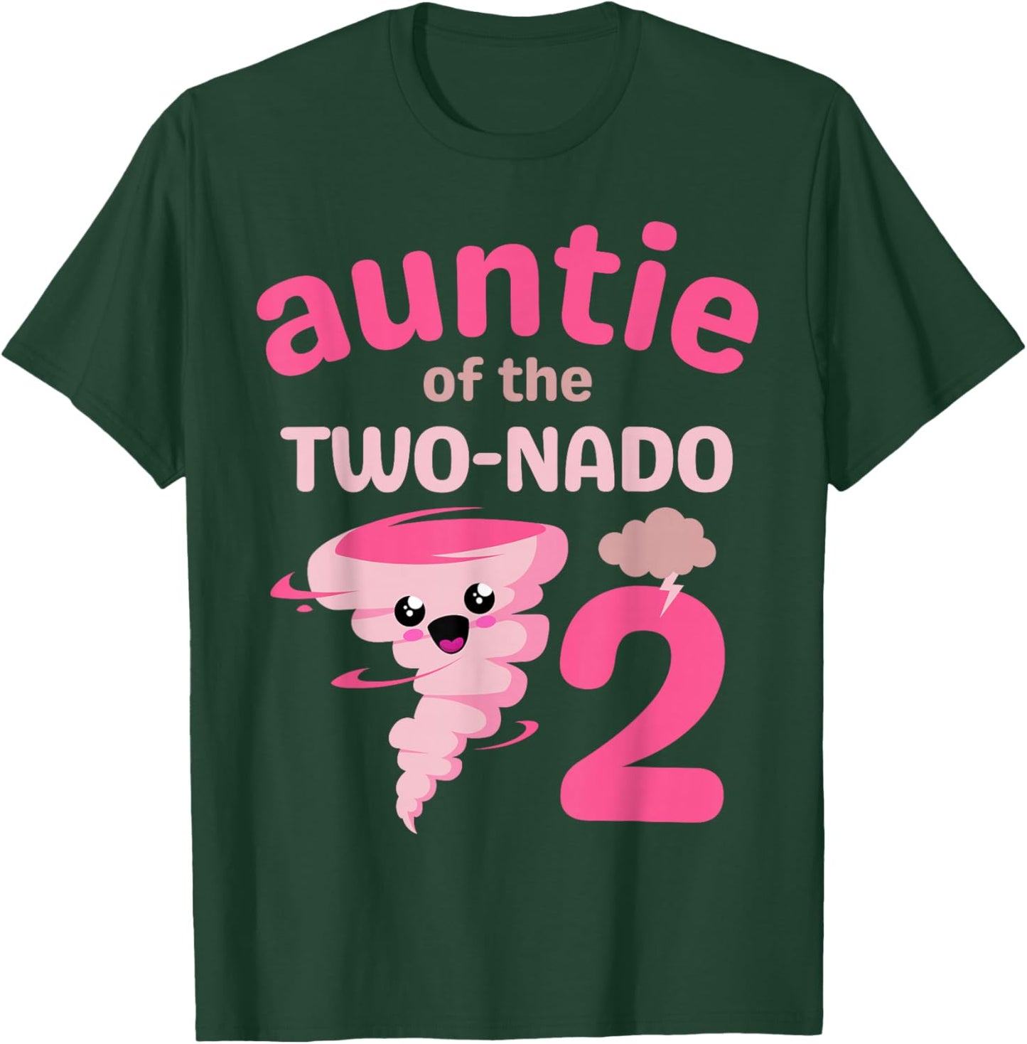 Auntie of the Two-nado Tornado Theme 2nd Birthday Party Kids T-Shirt - T-Shirt | Forest