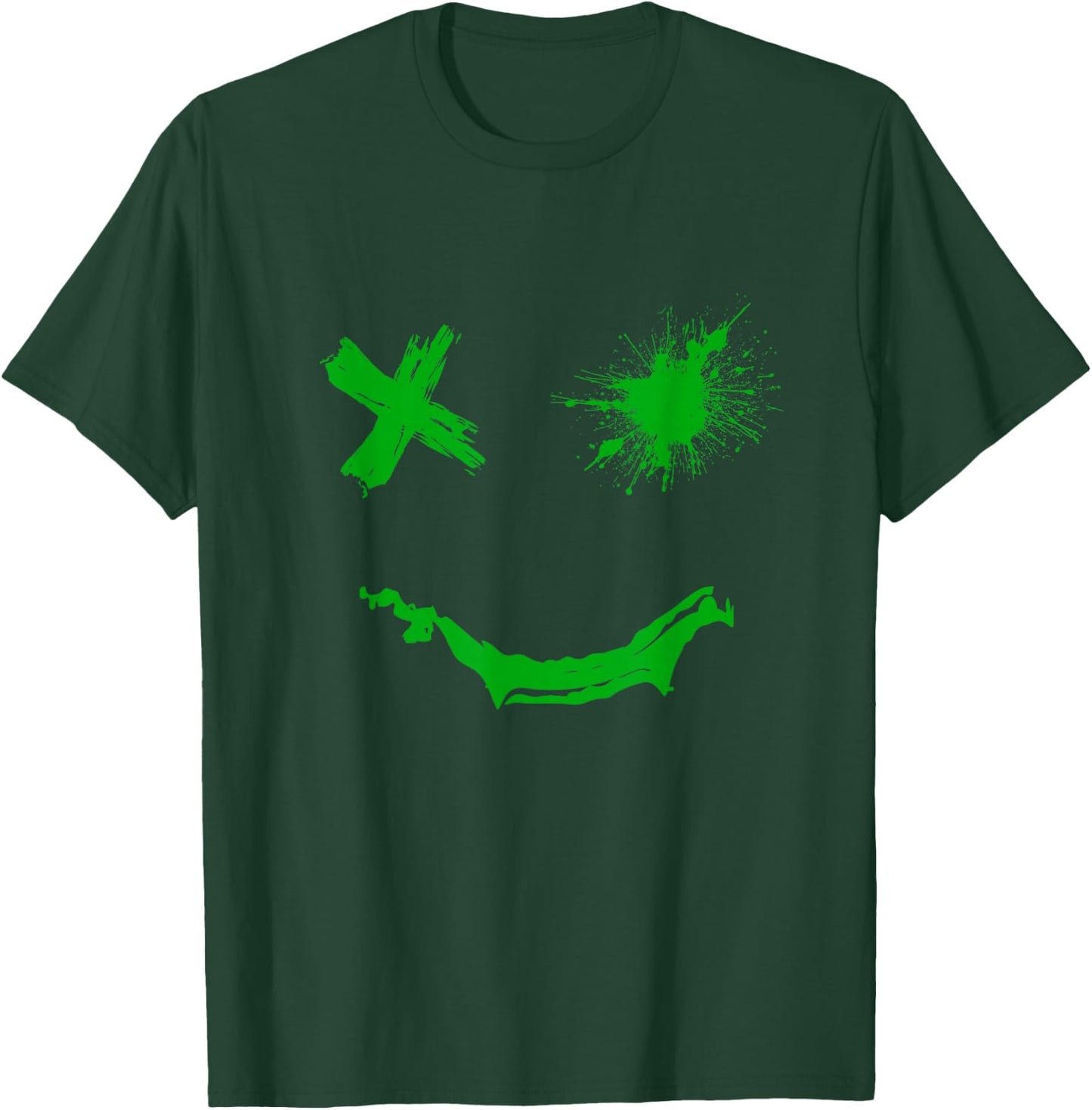 Green Grunge Face Kelly Green Color Graphic T-Shirt - T-Shirt | Forest