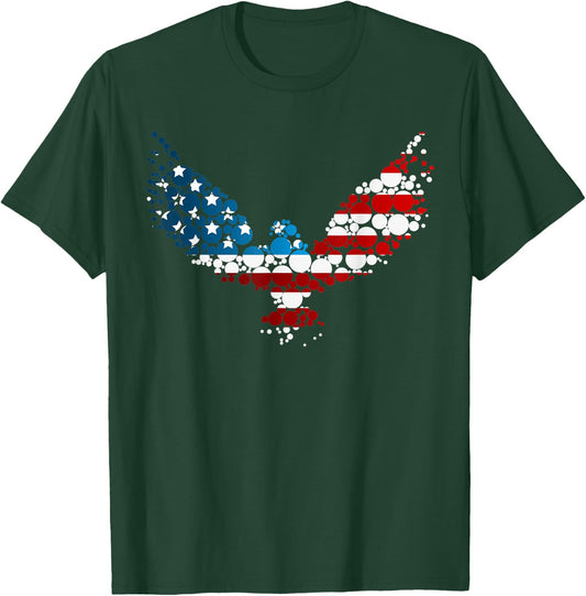 American Flag Polka Dot Eagle Patriotic Women Men T-Shirt - T-Shirt | Forest