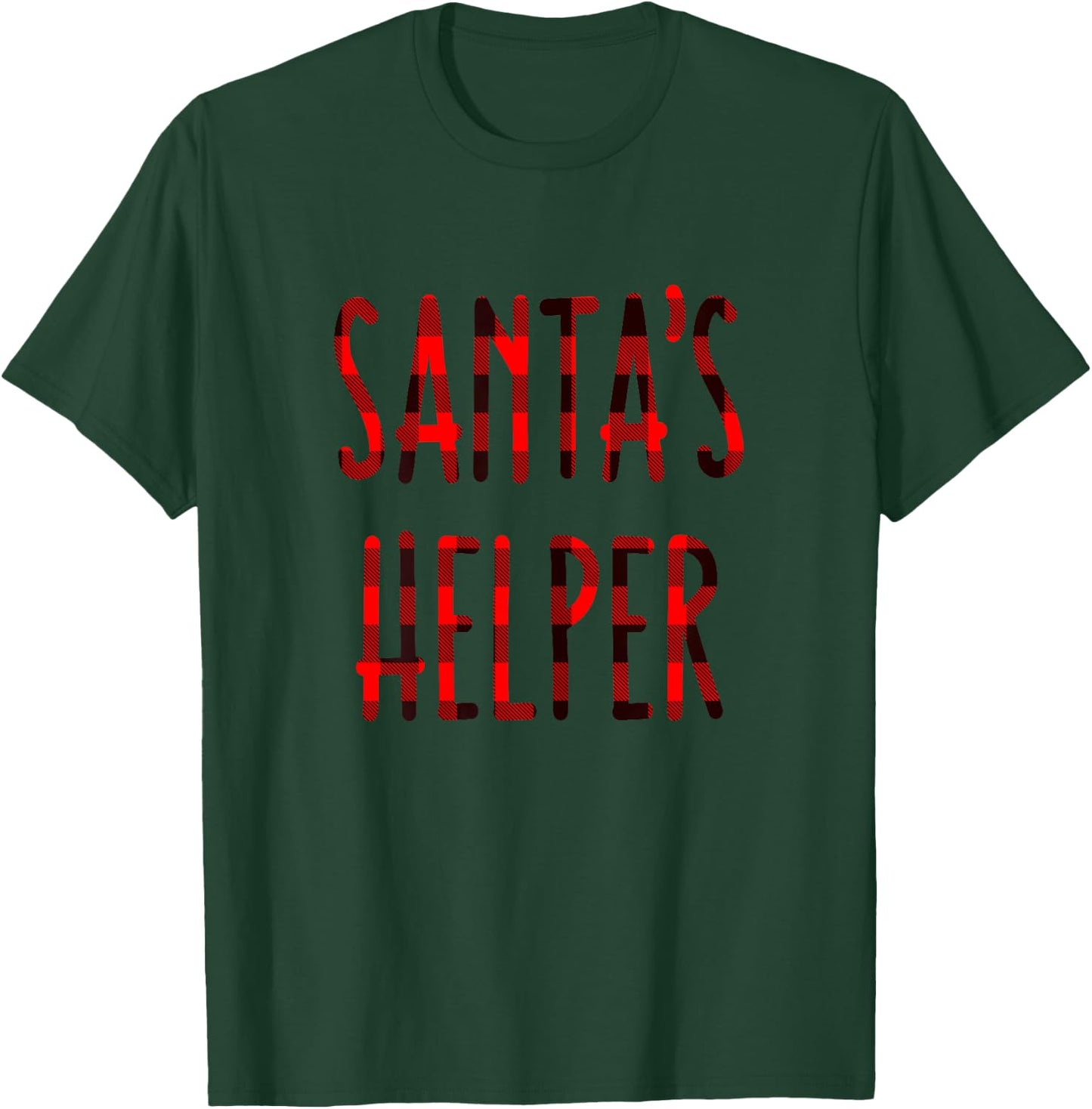 Santas Helper Mrs Claus Christmas Red Plaid T-Shirt - T-Shirt | Forest