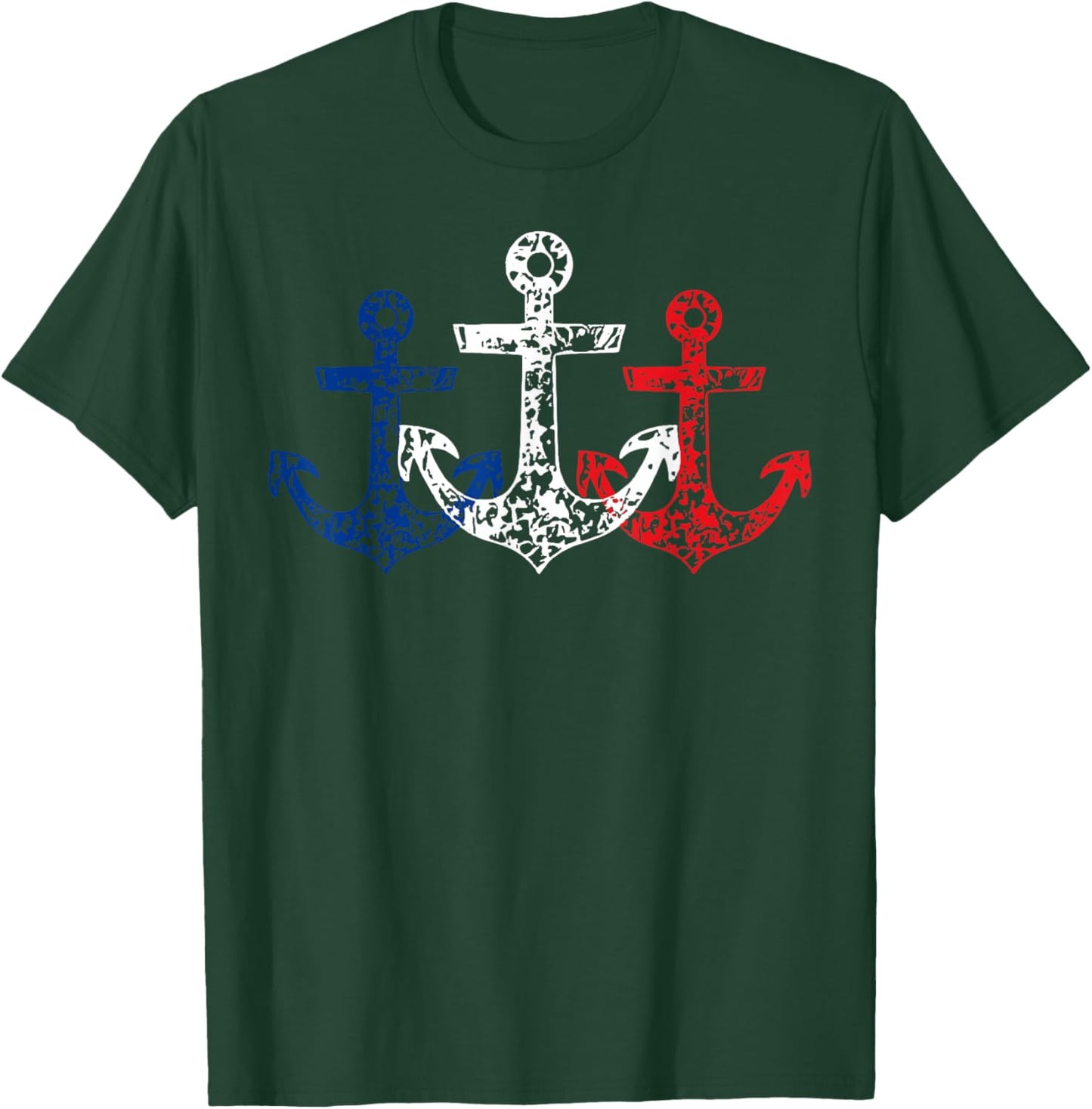 Retro Red White Blue Boat Anchor Patriotic 4th Of July T-Shirt - T-Shirt | Forest