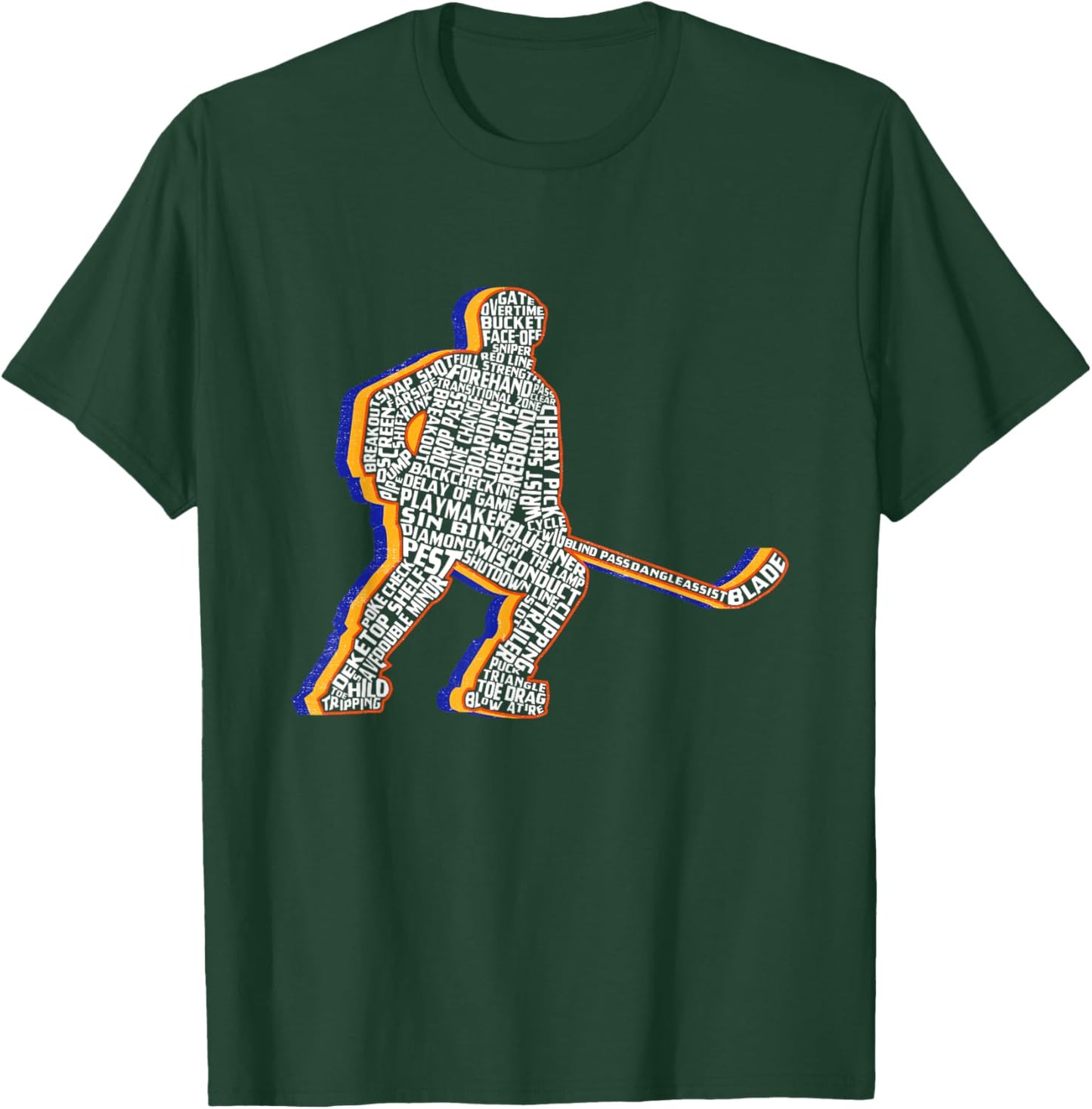 Retro Ice Hockey Player Kids Boys Youth Teens T-Shirt - T-Shirt | Forest