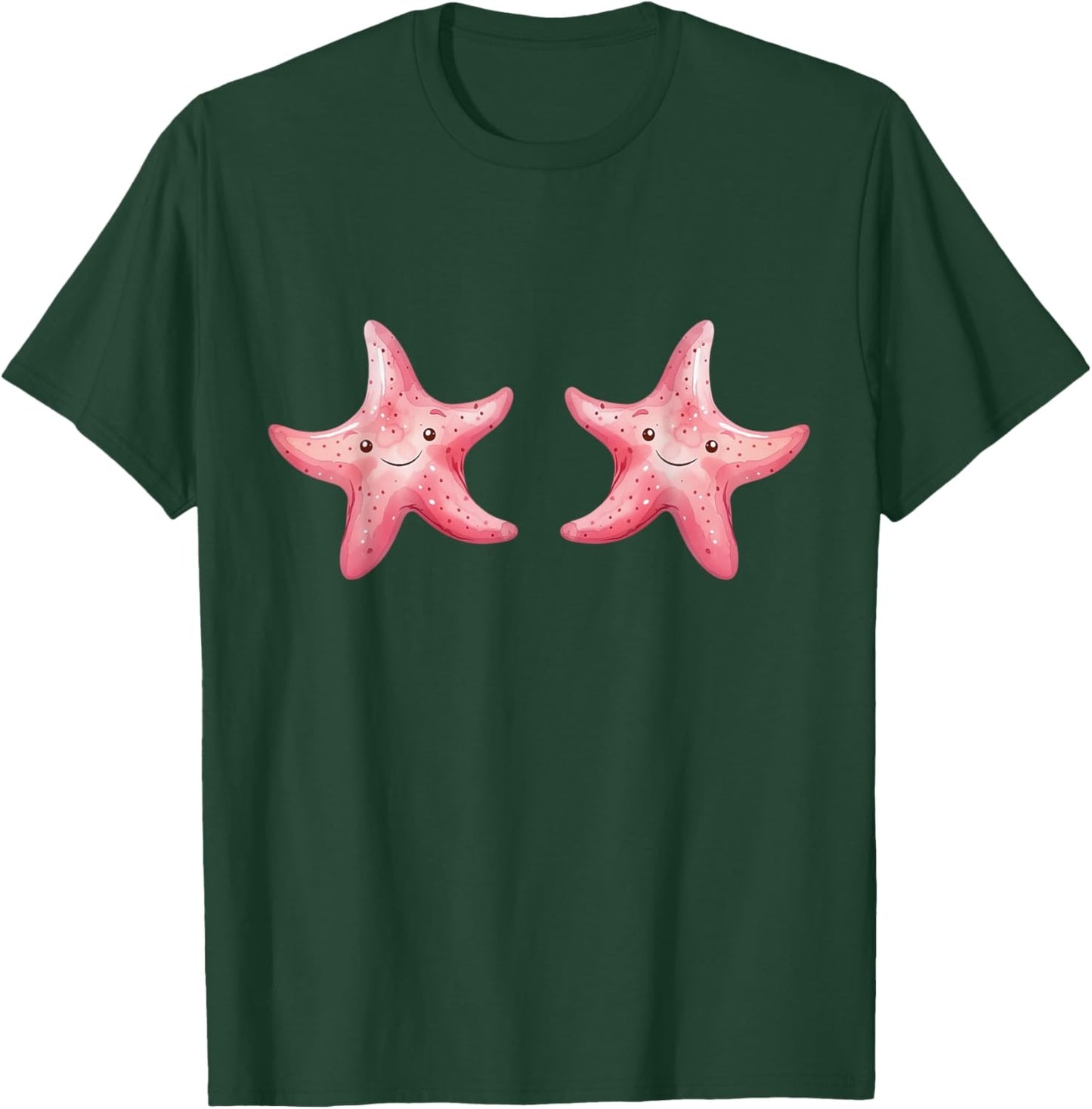 Mermaid Star Fish Bra Graphic Star Fish Costume Women T-Shirt - T-Shirt | Forest