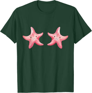Mermaid Star Fish Bra Graphic Star Fish Costume Women T-Shirt - T-Shirt | Forest