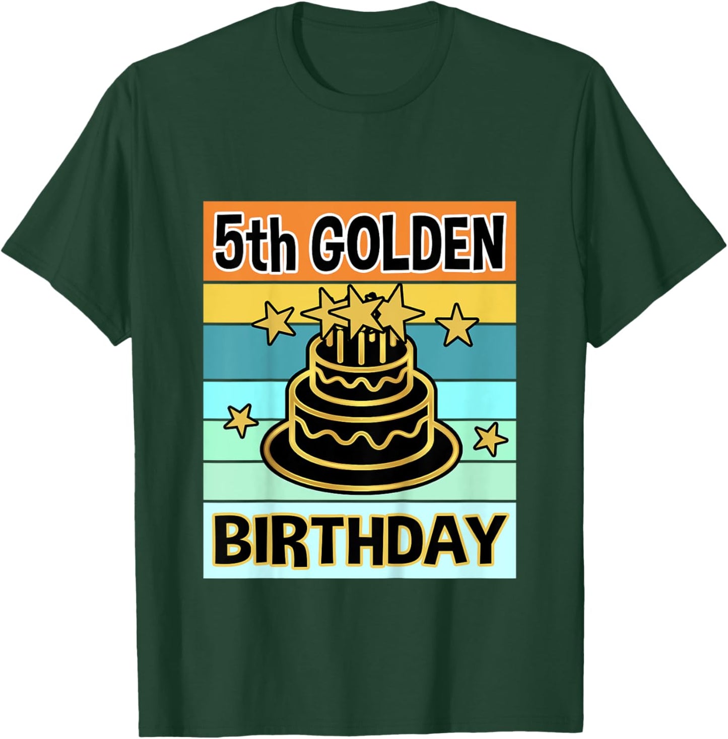 Kids Kids 5th Golden Birthday Shirt My Birthday Golden Boys Girls T-Shirt - T-Shirt | Forest