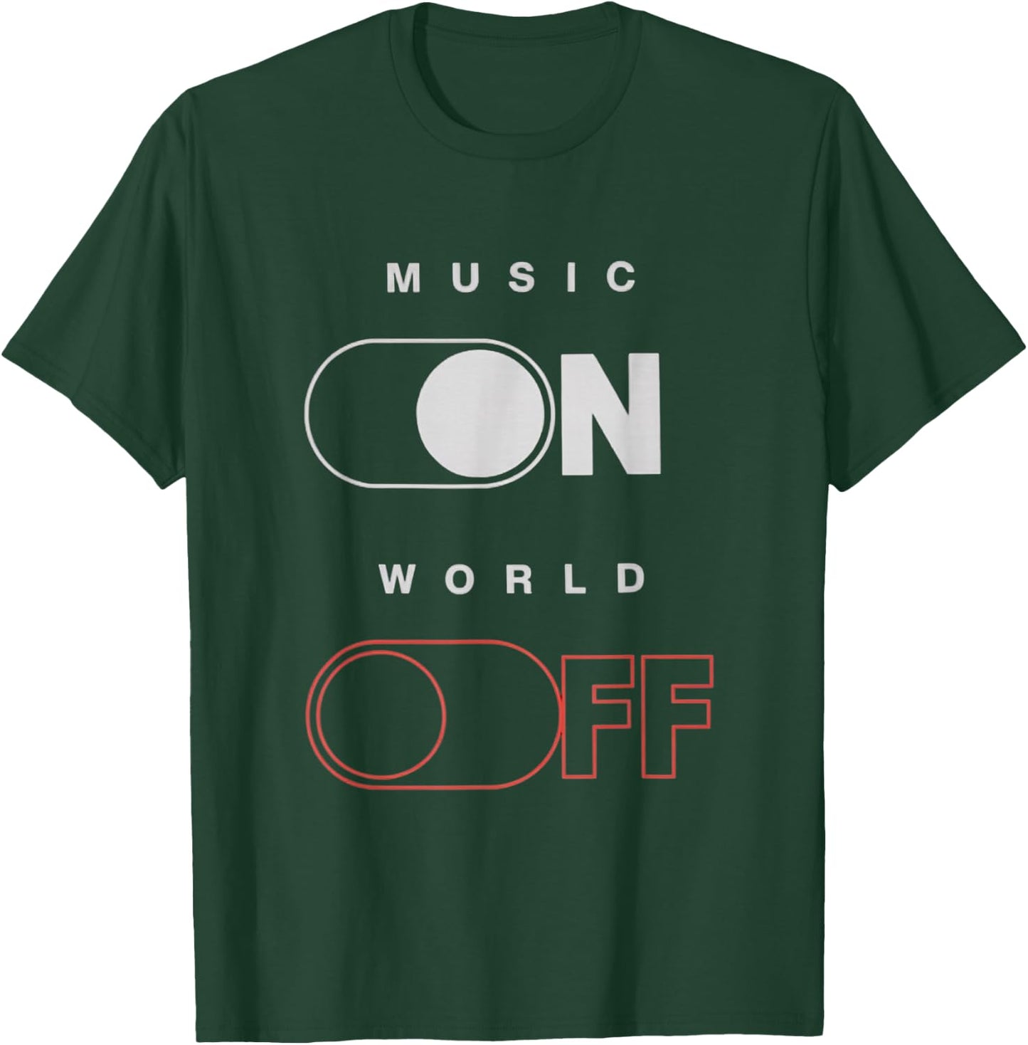 Music On World Off for Music Lovers, DJs, Musicians T-Shirt - T-Shirt | Forest
