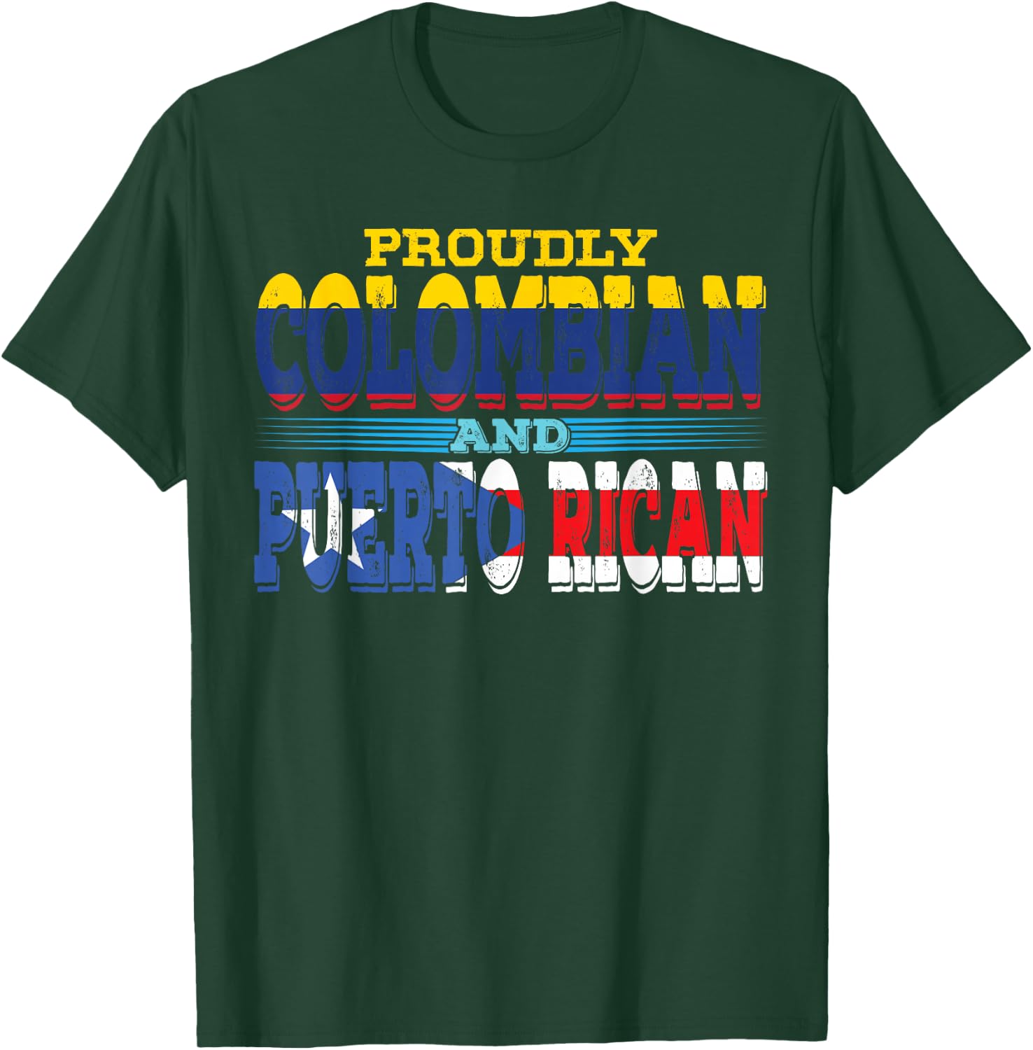 Puerto Rico Colombia Flag Half Puerto Rican Half Colombian T-Shirt - T-Shirt | Forest