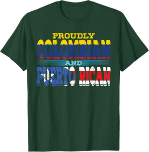 Puerto Rico Colombia Flag Half Puerto Rican Half Colombian T-Shirt - T-Shirt | Forest