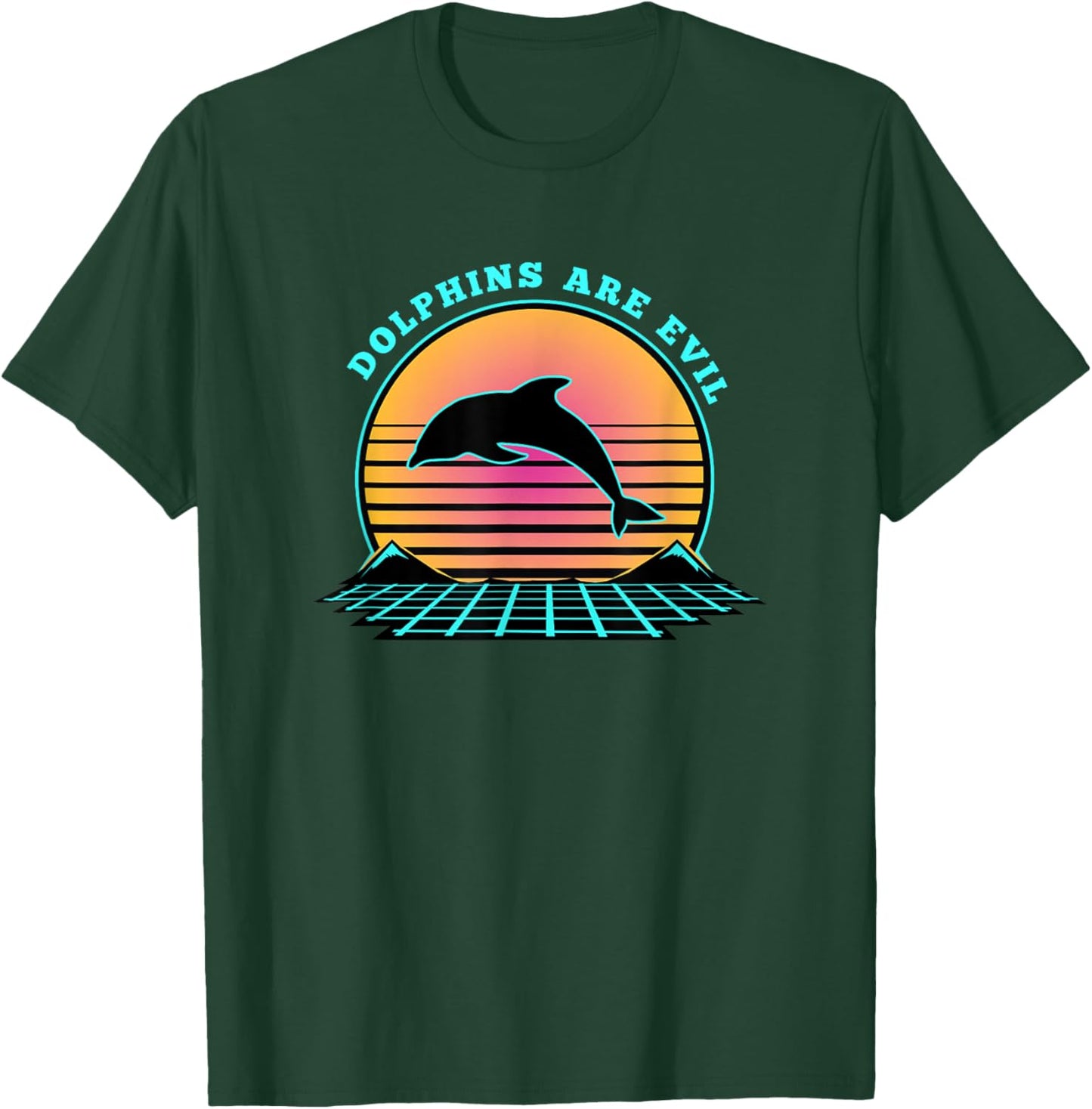 Dolphin Conspiracy Are Evil Funny Meme Conspiracy Vaporwave T-Shirt - T-Shirt | Forest