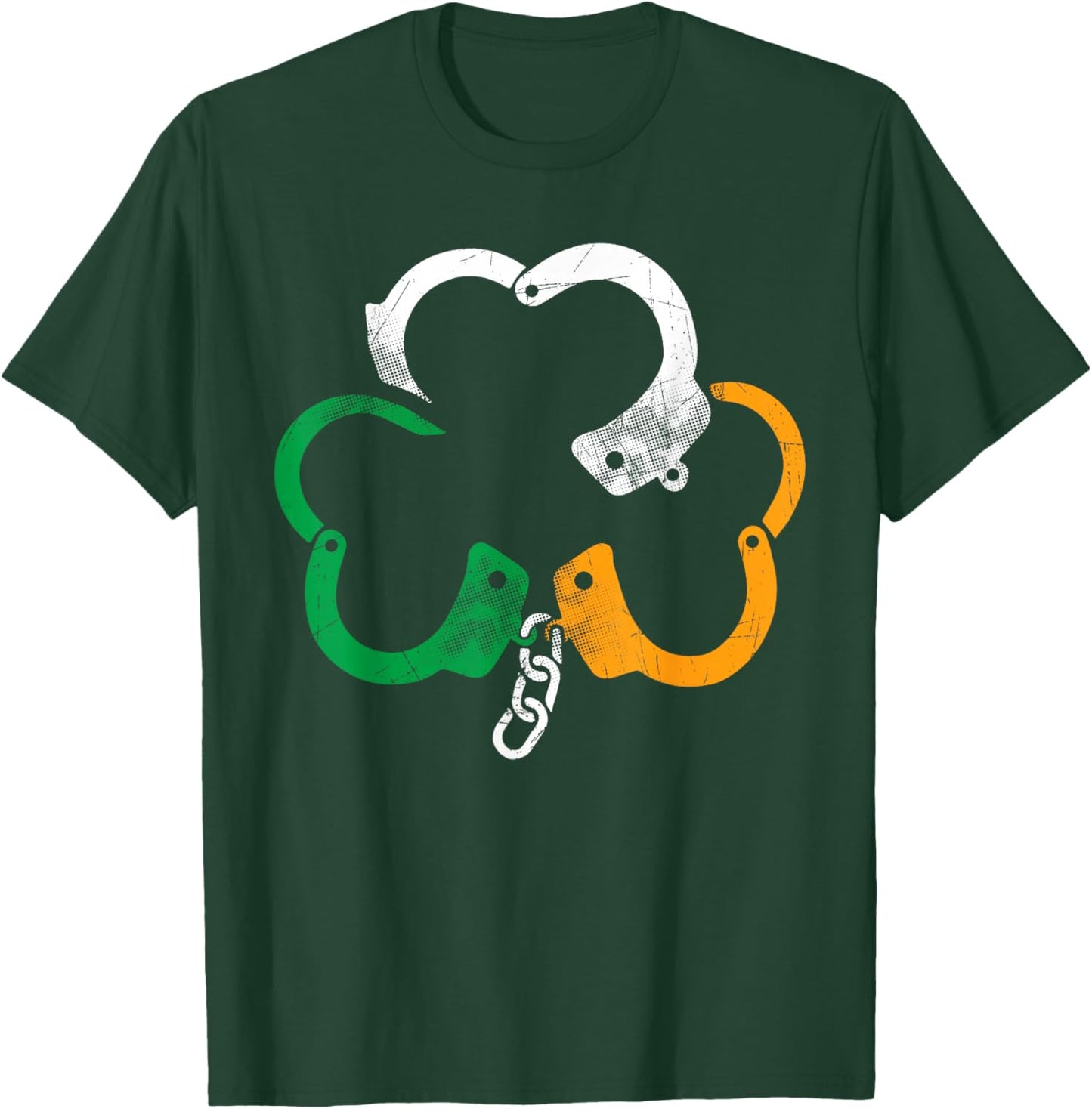 Handcuffs Irish Flag Shamrock Police St. Patrick's Day T-Shirt - T-Shirt | Forest