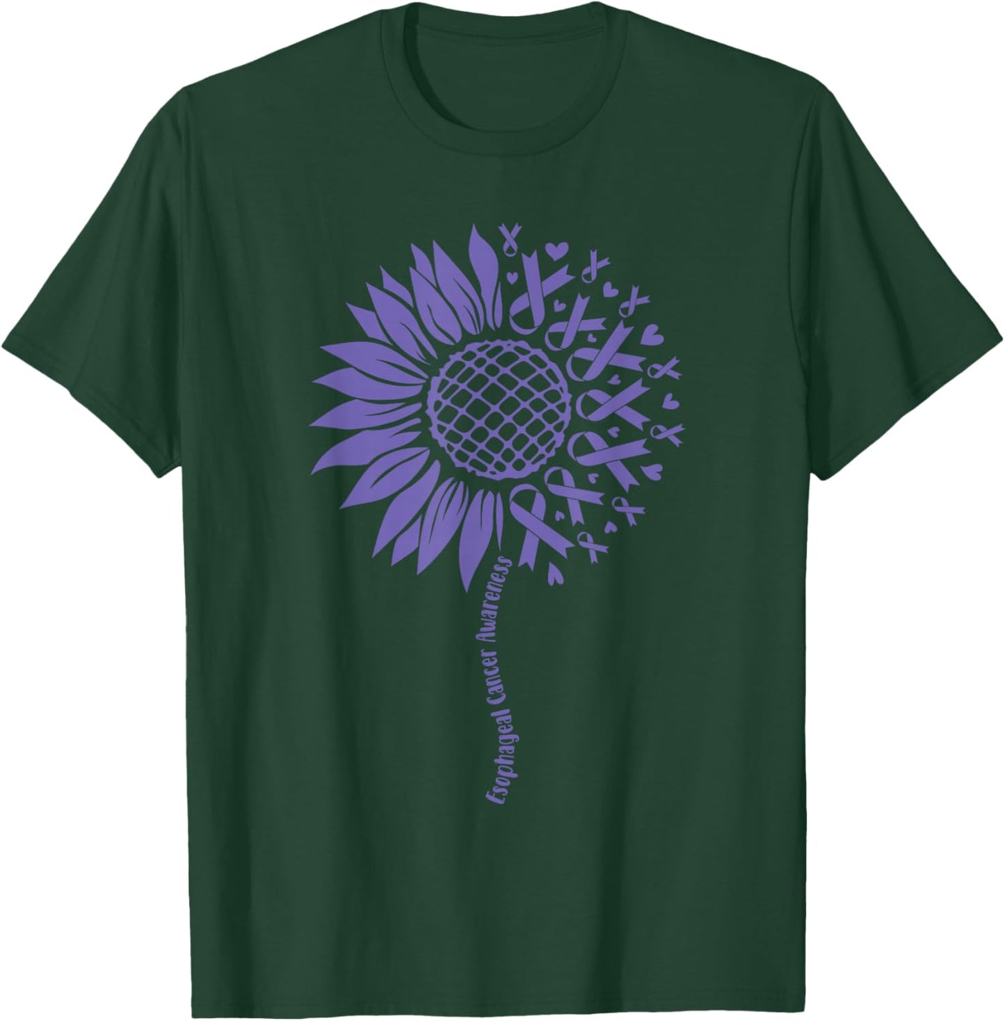 Esophageal Cancer Awareness Sunflower ribbon. Esophageal T-Shirt - T-Shirt | Forest