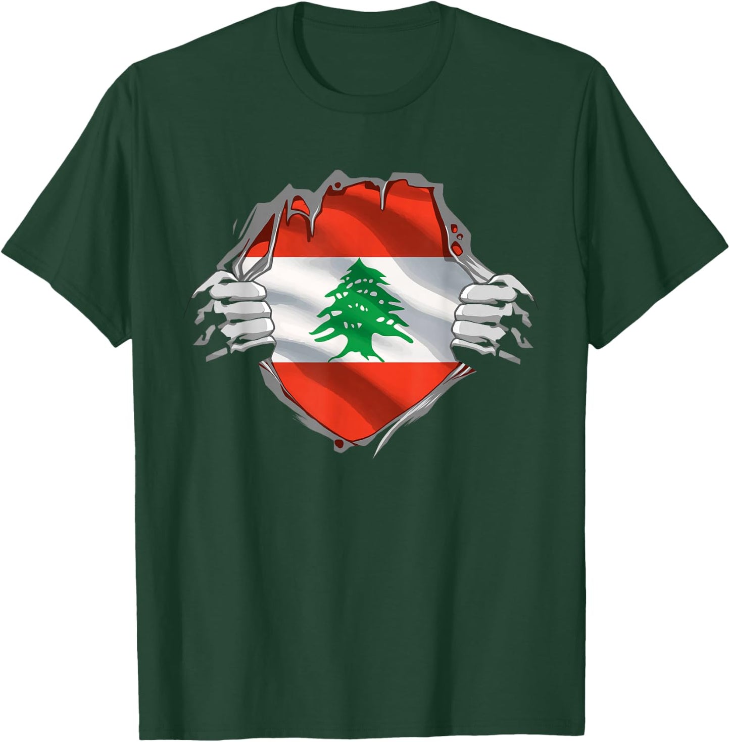 Lebanon Shirt Super Lebanese Flag Middle East Lebanese Roots T-Shirt - T-Shirt | Forest
