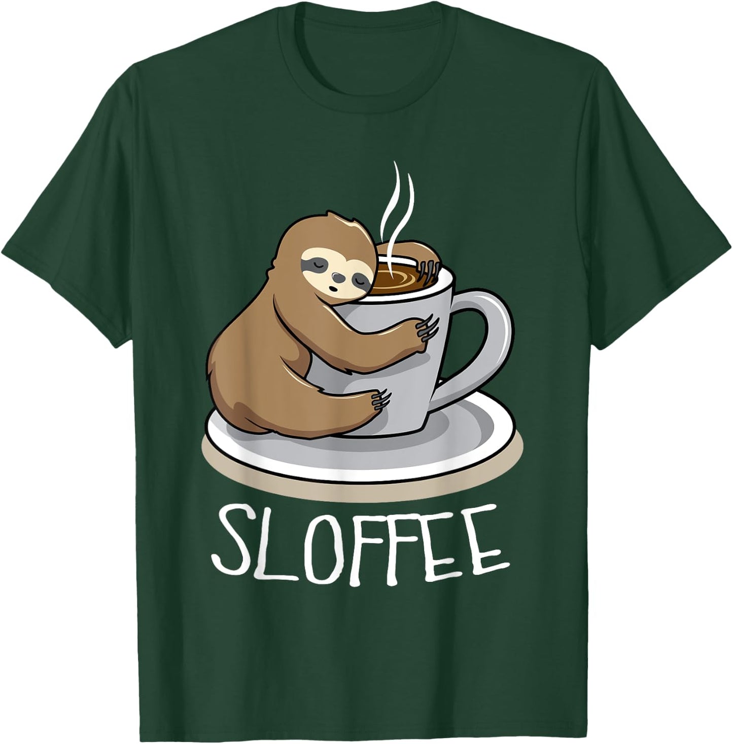 Sloth Sleep at Cup of Coffee Funny Sloth Sloffee T-Shirt - T-Shirt | Forest