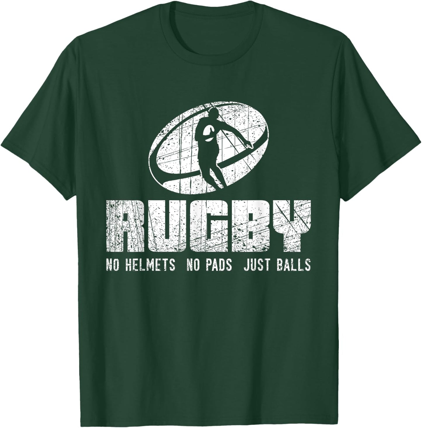 Rugby No Helmet No Pads Just Balls Shirt - Funny Rugby Quote T-Shirt - T-Shirt | Forest