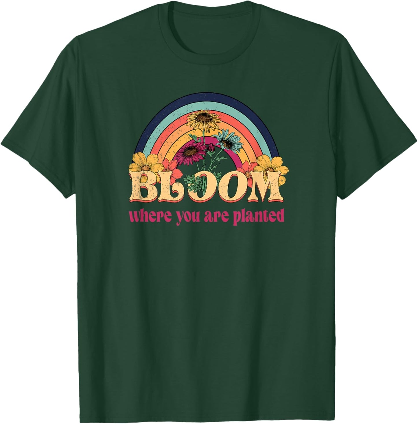 Retro Groovy Bloom Where You Are Planted Gardener Gardening T-Shirt - T-Shirt | Forest