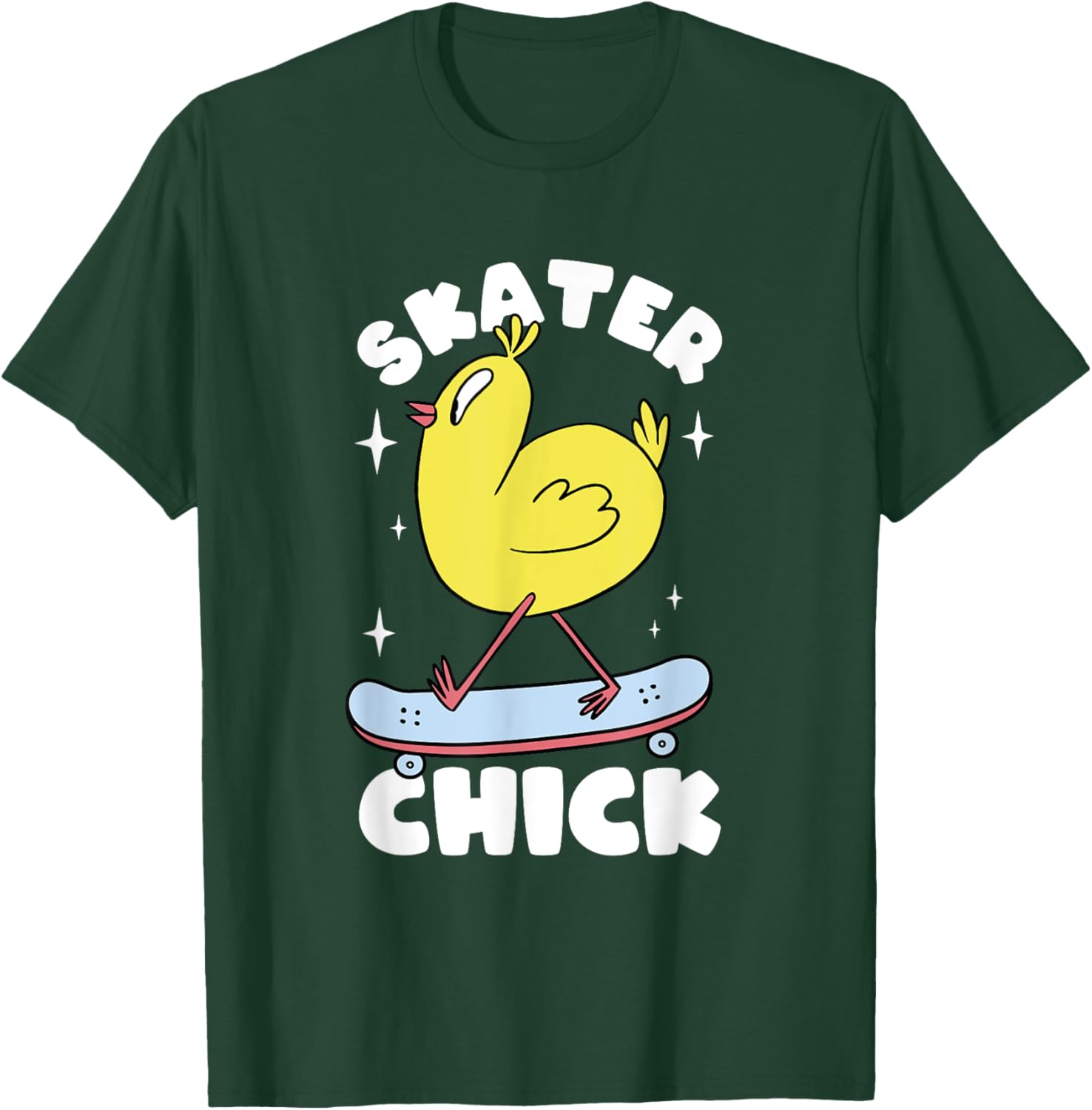 Skater Chick Cute Chicken Skateboard Skateboarding Girls T-Shirt - T-Shirt | Forest