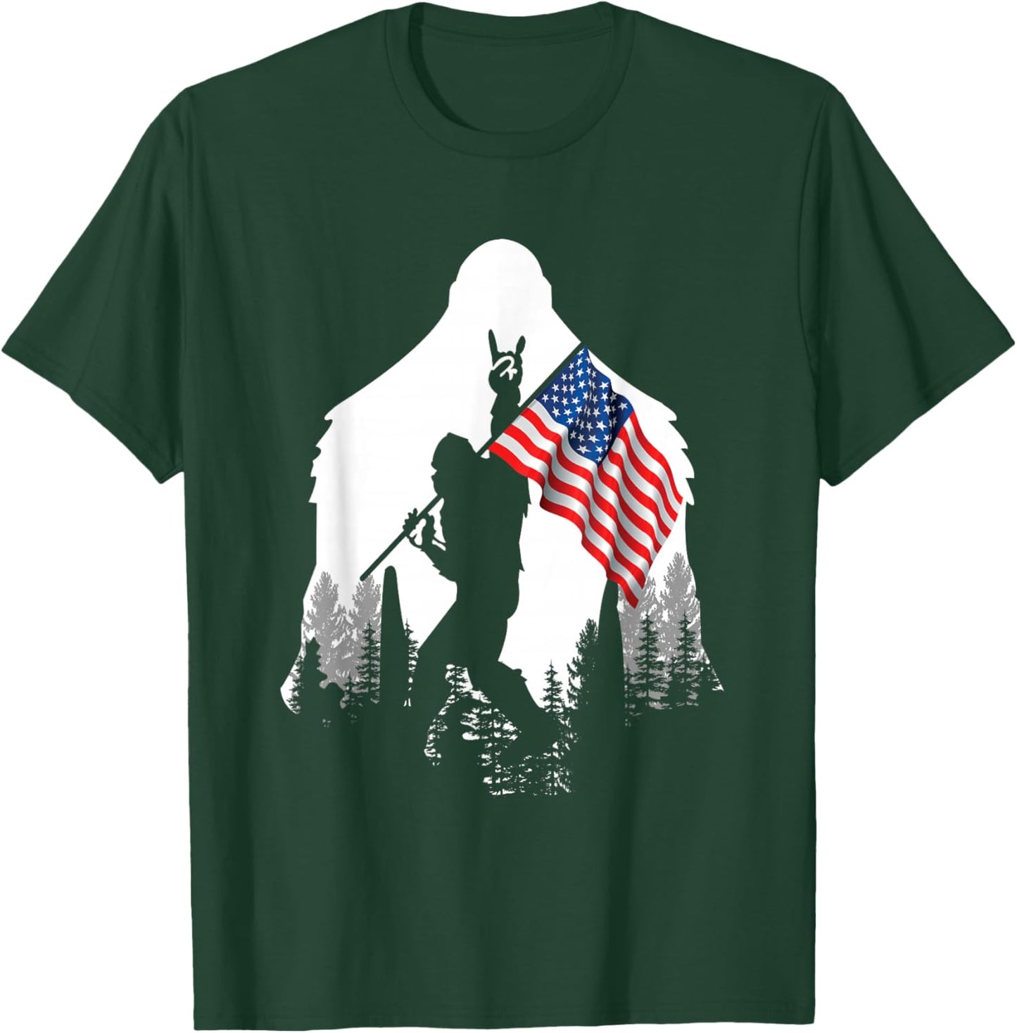 Big Foot Shirt - Bigfoot Sasquatch American Flag Patriotic T-Shirt - T-Shirt | Forest