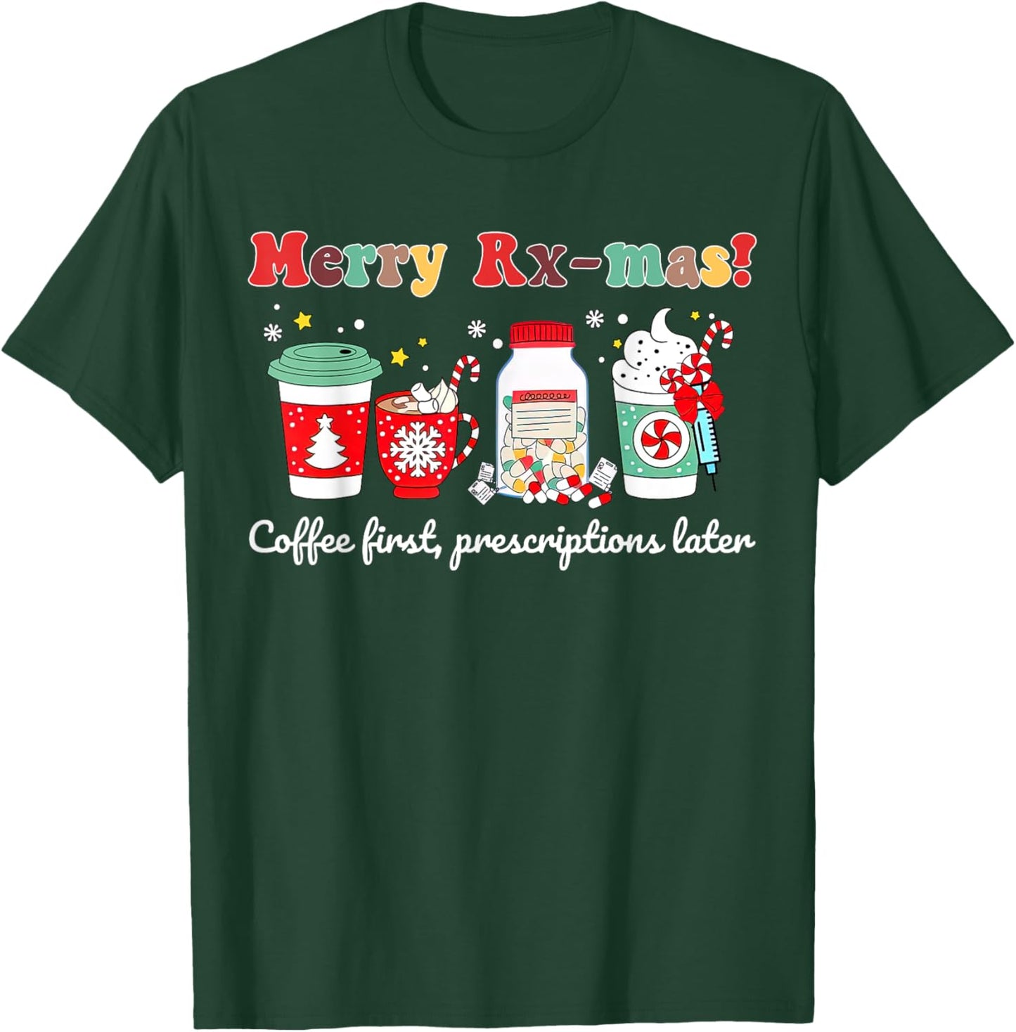 Merry Rx-max Christmas Oncology Pharmacist Pharmacy Tech T-Shirt - T-Shirt | Forest