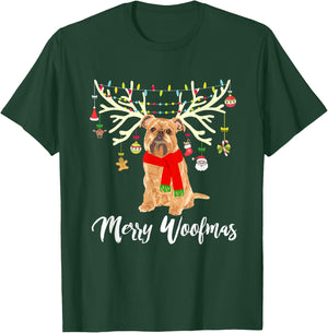 Merry Woofmas Brussels Griffon Reindeer Christmas Dog T-Shirt - T-Shirt | Forest