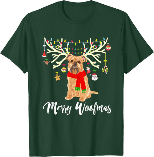 Merry Woofmas Brussels Griffon Reindeer Christmas Dog