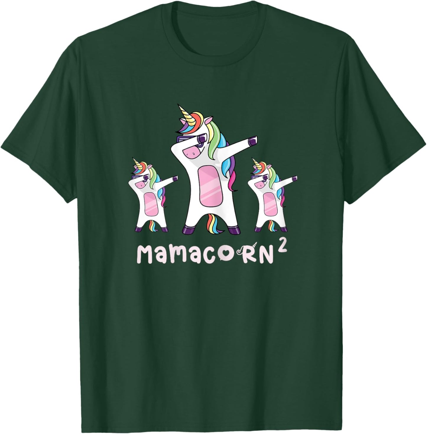 Cute Mamacorn Unicorn Mom Mother of 2 Twins Girls Baby Mom2 T-Shirt - T-Shirt | Forest