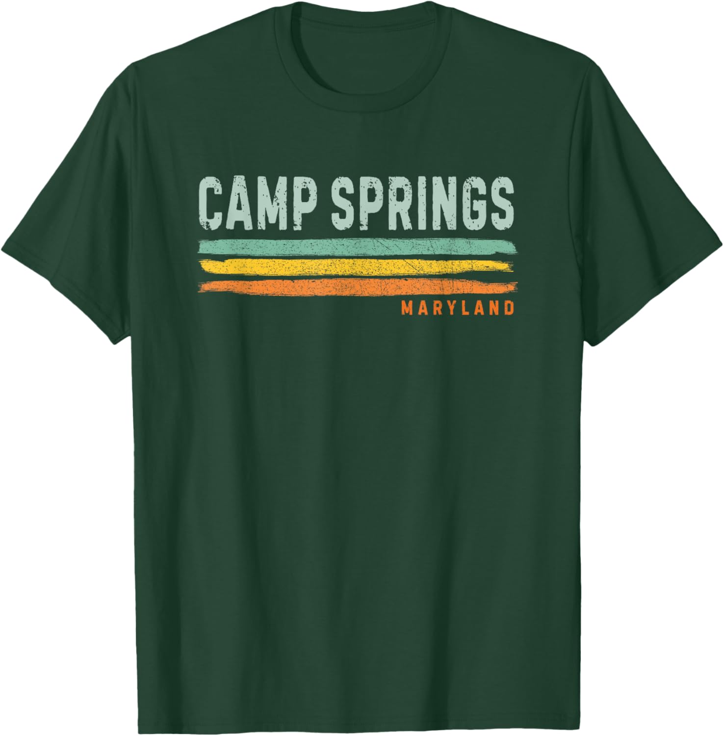 Vintage Stripes Camp Springs MD T-Shirt - T-Shirt | Forest