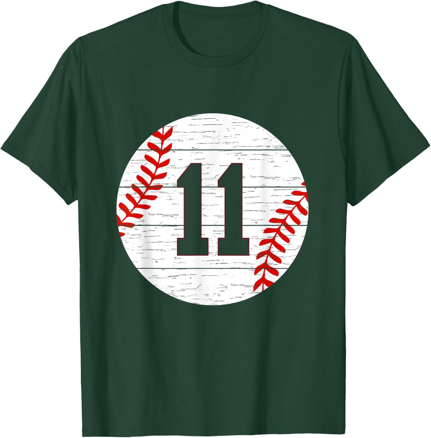Baseball Number #11 Ball Vintage for Baseball Players Gift T-Shirt - T-Shirt | Forest