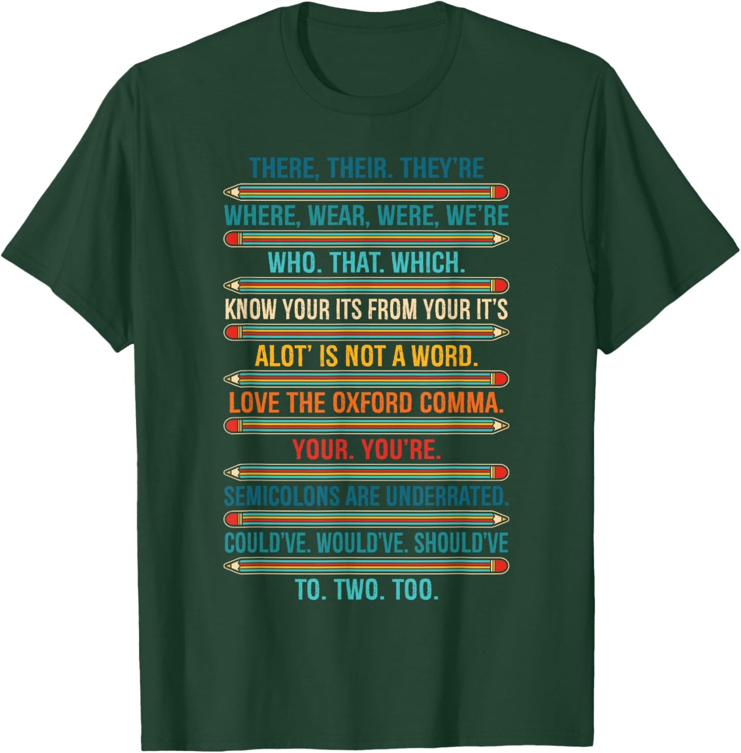 Funny Grammar Police English There Their They're Teacher , Small, Black T-Shirt - T-Shirt | Forest