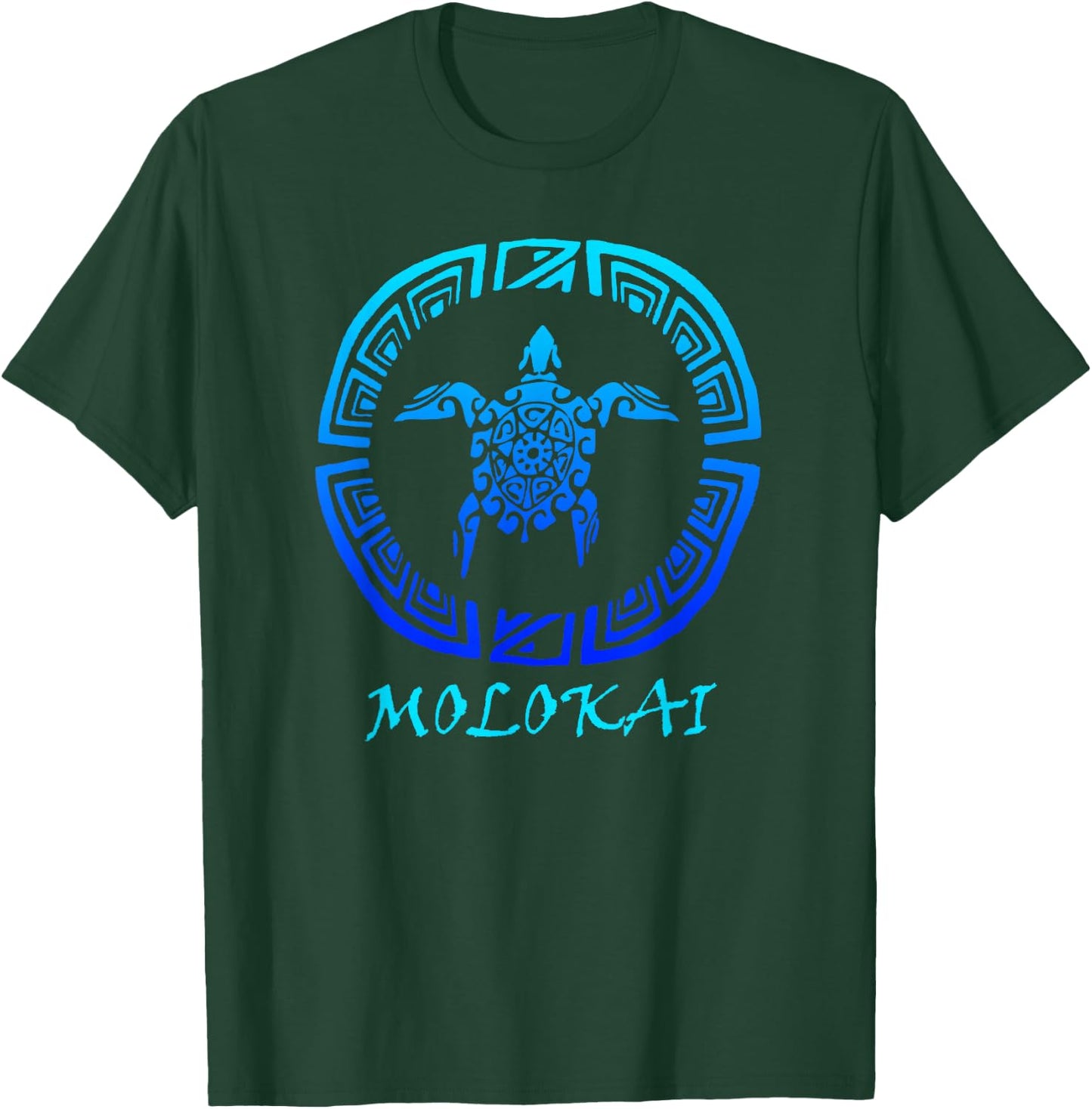 Molokai, Hawaii Vintage Retro Tribal Sea Turtle Vacation T-Shirt - T-Shirt | Forest