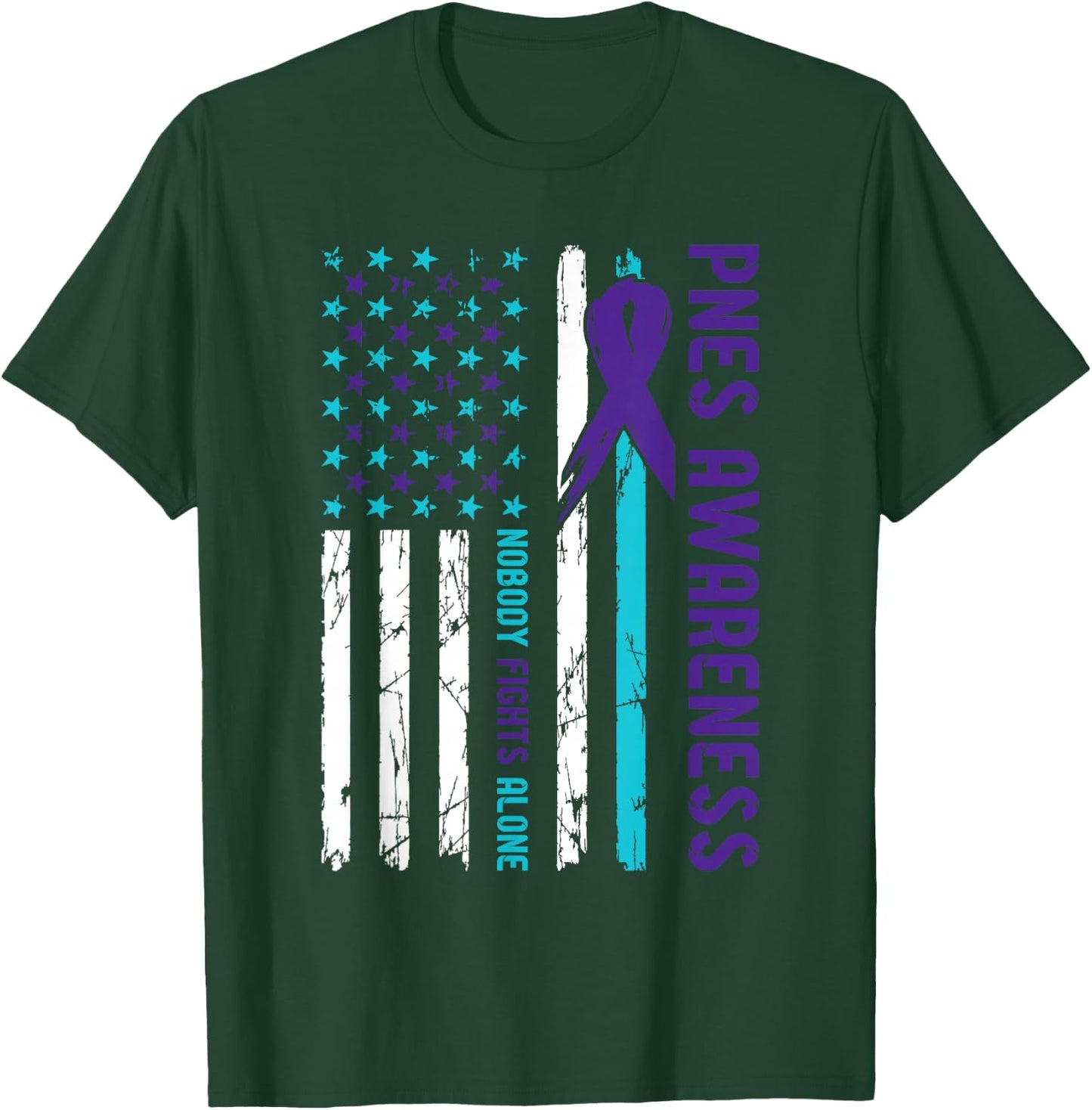 PNES Awareness Flag Nobody Fights Alone T-Shirt - T-Shirt | Forest