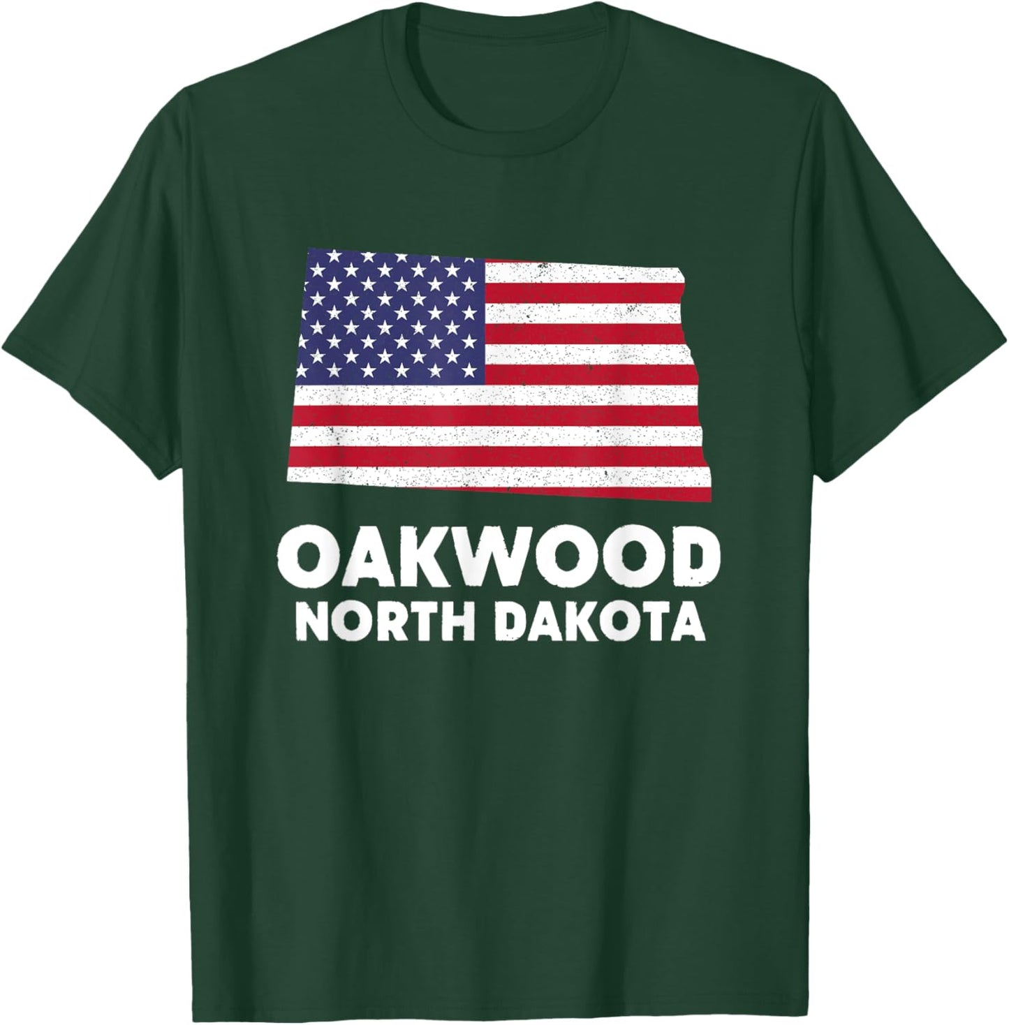 Distressed Patriotic USA Flag Oakwood, North Dakota T-Shirt - T-Shirt | Forest