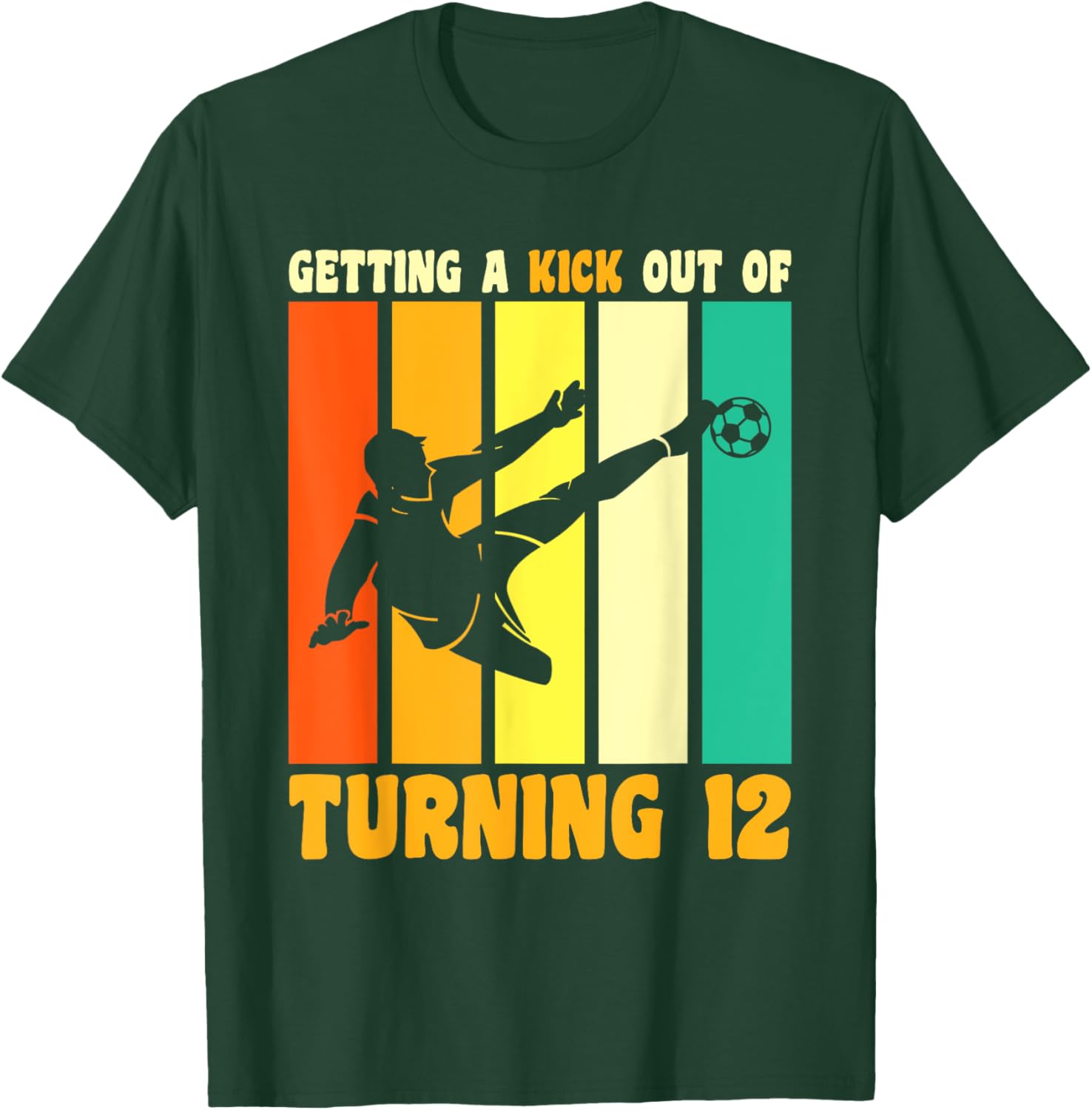 Happy 12th Birthday 12 Year Old Kick Soccer 12th Birthday T-Shirt - T-Shirt | Forest