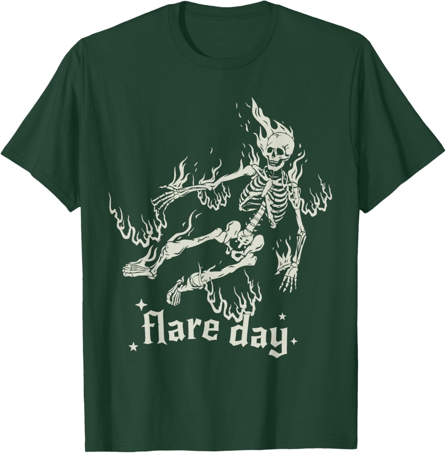 Halloween Skeleton Flare Day Fibromyalgia Endometriosis T-Shirt - T-Shirt | Forest
