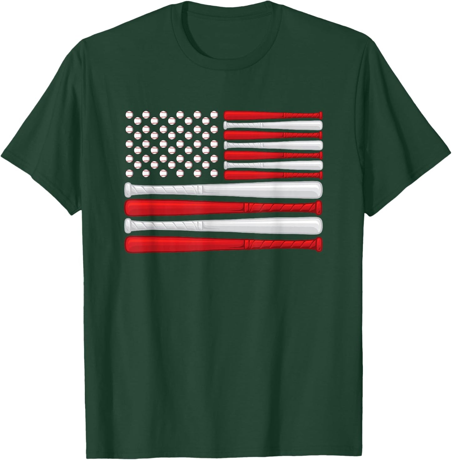 Classic American Baseball Flag - Vintage Baseball Flag T-Shirt - T-Shirt | Forest