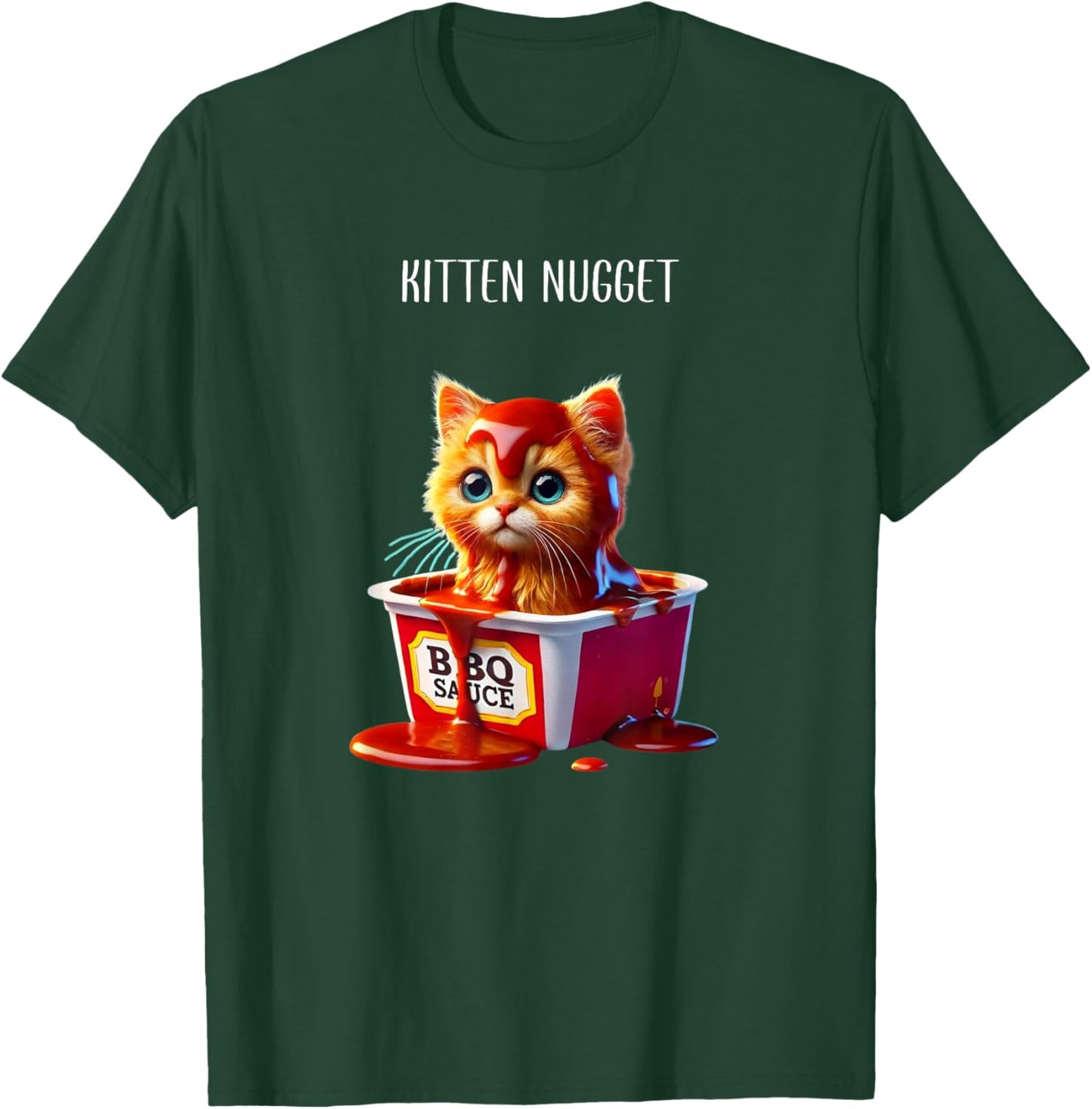 Kitten Nuggets Cat Lover Gift Food Pun Chicken Nuggets Women Kids T-Shirt - T-Shirt | Forest