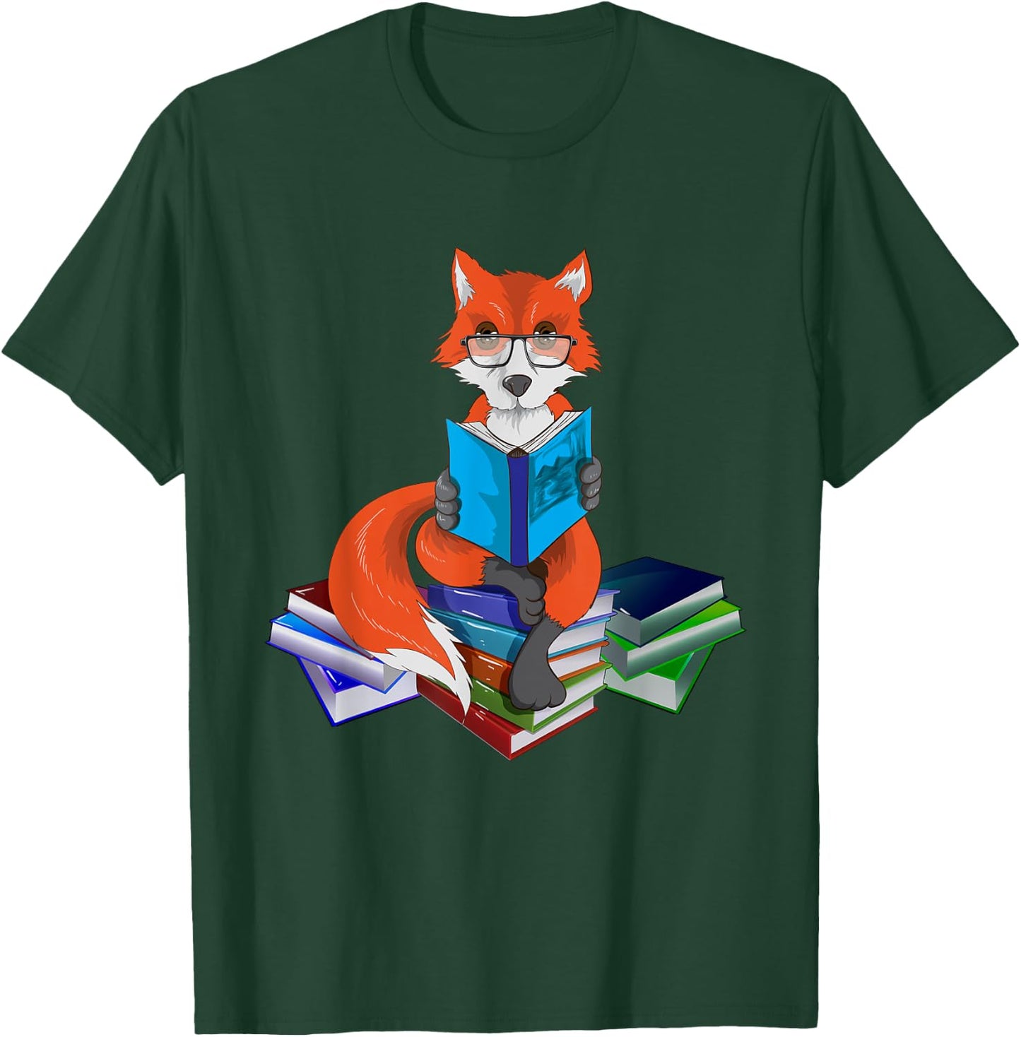 Fox nerd reading books bookworm library book T-Shirt - T-Shirt | Forest