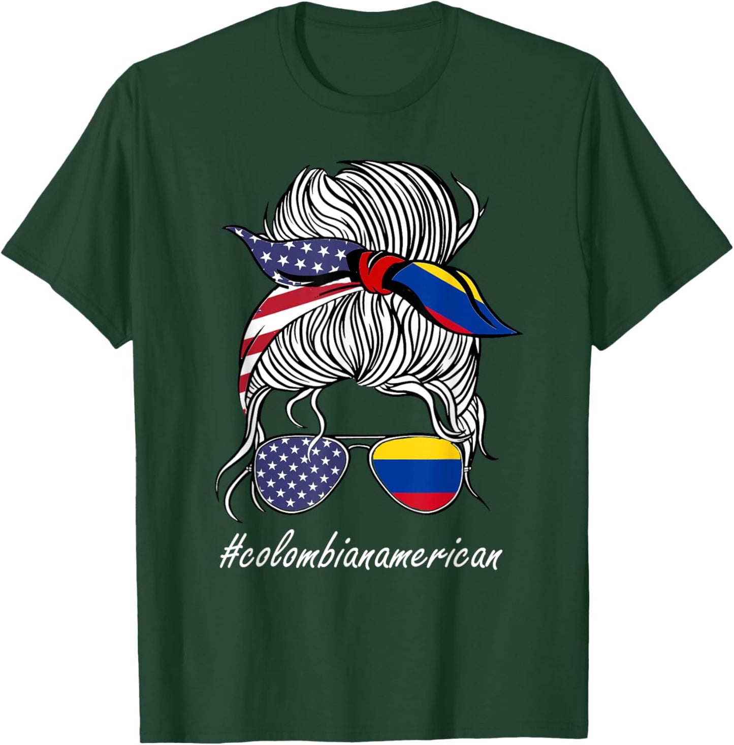 Colombia Women Heritage American Grown Girl Colombia Flag T-Shirt - T-Shirt | Forest