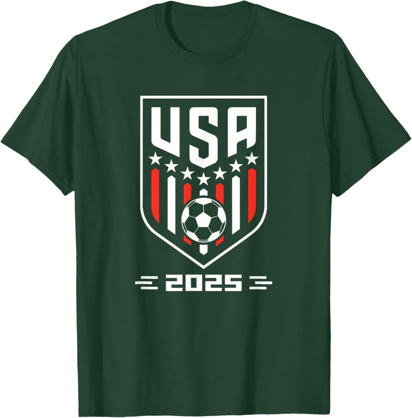 American Flag Soccer Team Boys Men Women Girls Soccer 2025 T-Shirt - T-Shirt | Forest