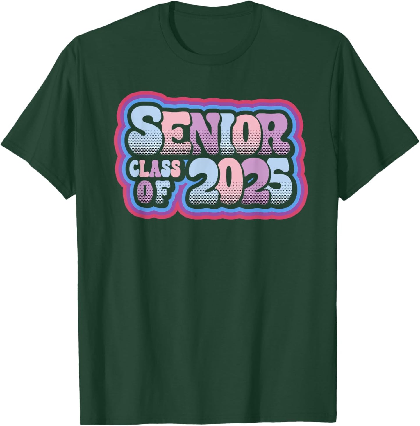 Senior Class of 2025 Retro Design Boy or Girl T-Shirt - T-Shirt | Forest
