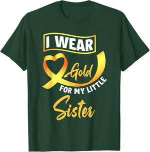 I Wear Gold For My Little Sister Childhood Cancer Awareness T-Shirt - T-Shirt | Forest