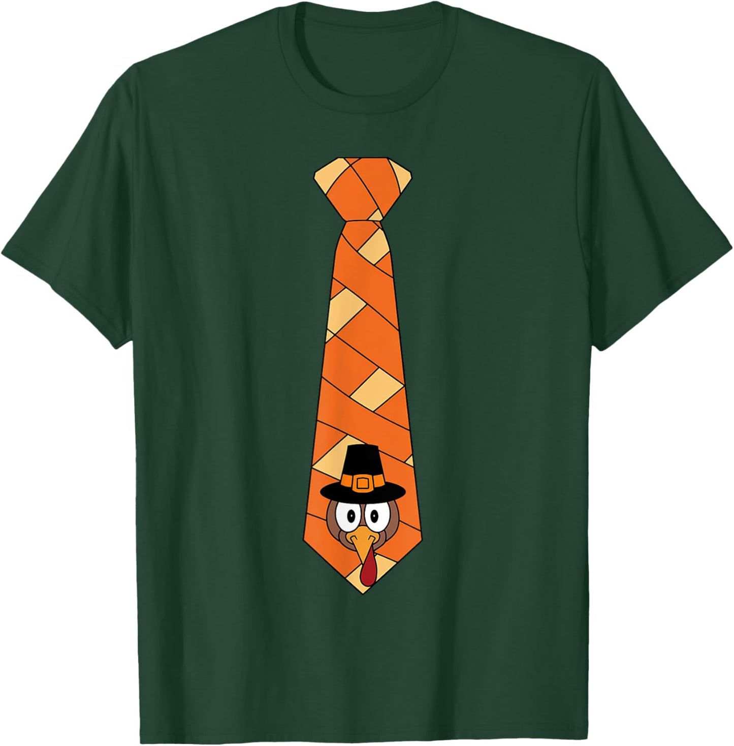 Funny Turkey Tie Thanksgiving Costume Pilgrim Hat T-Shirt - T-Shirt | Forest