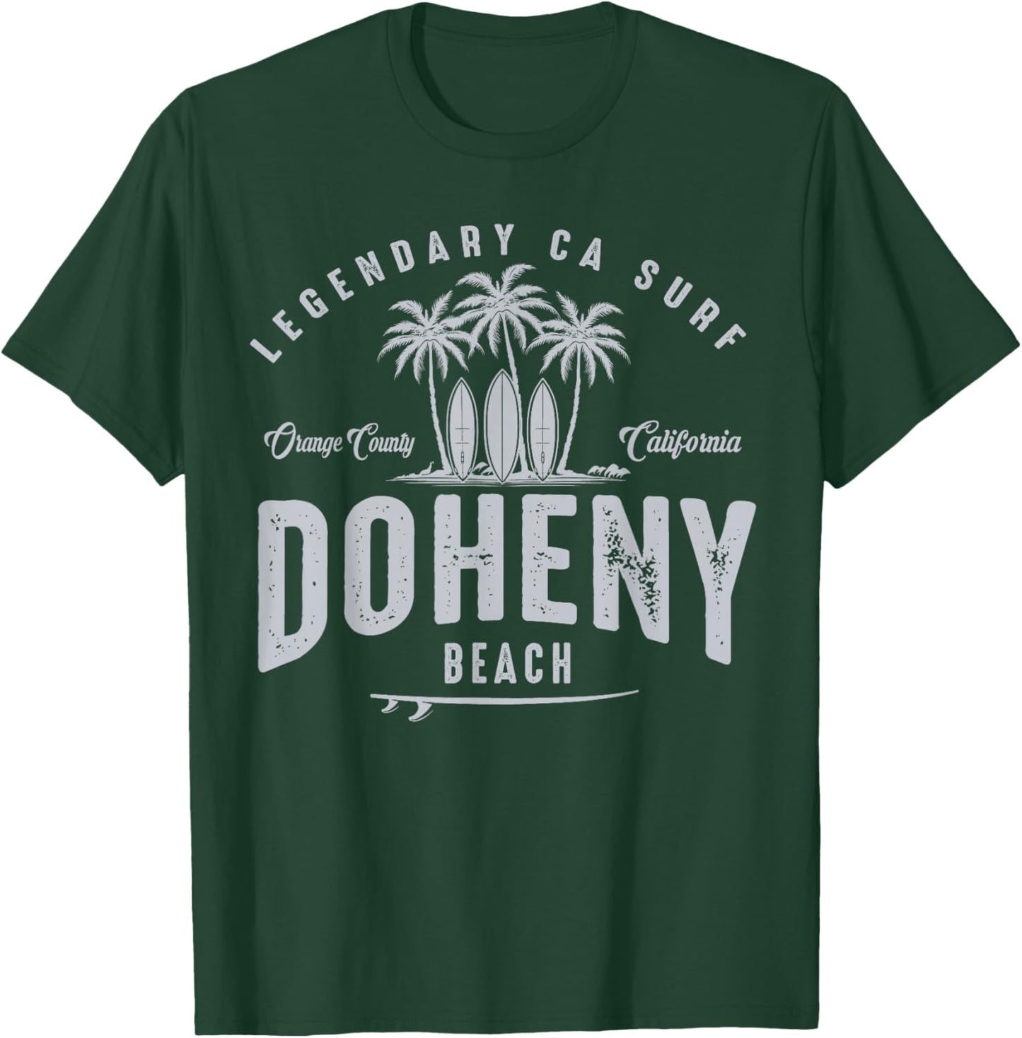 THREE VINTAGE SURFBOARDS AND PALMS - Doheny Beach T-Shirt - T-Shirt | Forest