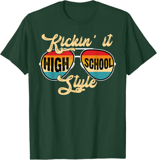 Retro Kickin It High School Style Teacher Back to School Men Women T-Shirt - T-Shirt | Forest