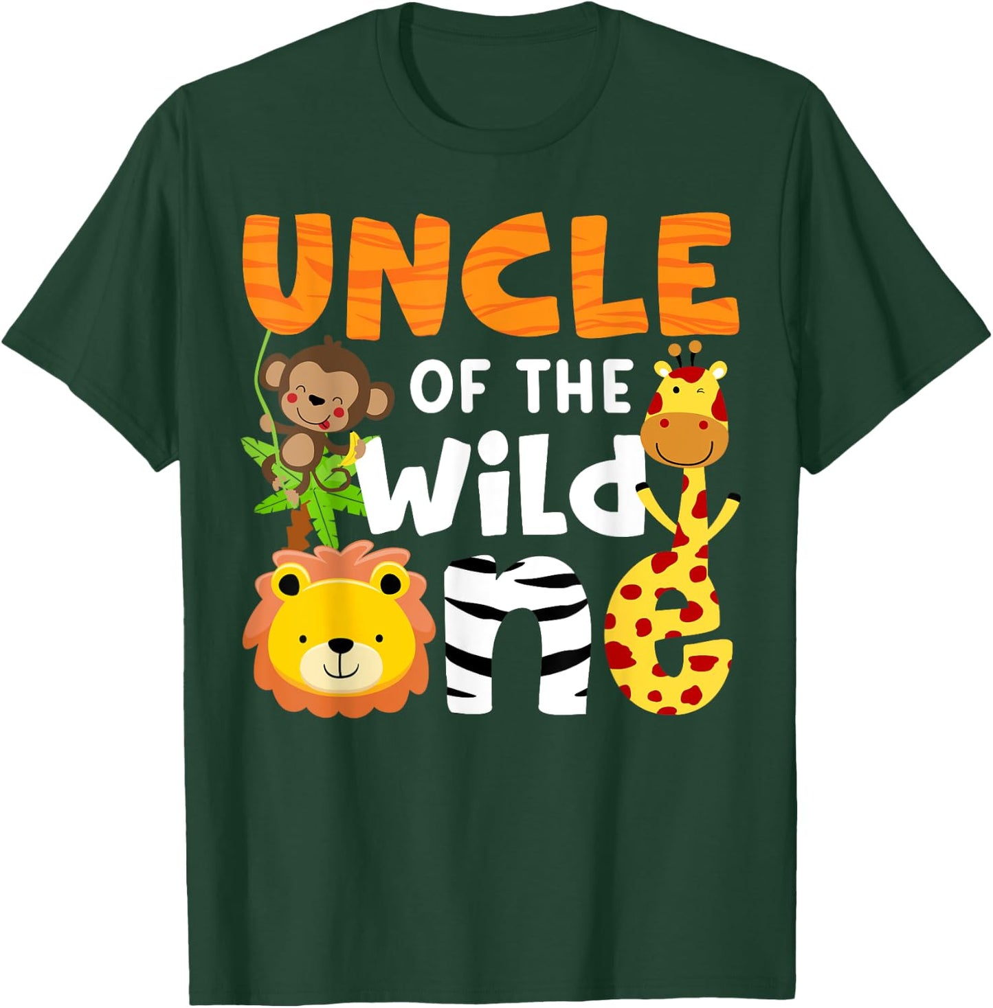 Uncle the Wild One Zoo Birthday Safari Jungle Animals Party T-Shirt - T-Shirt | Forest