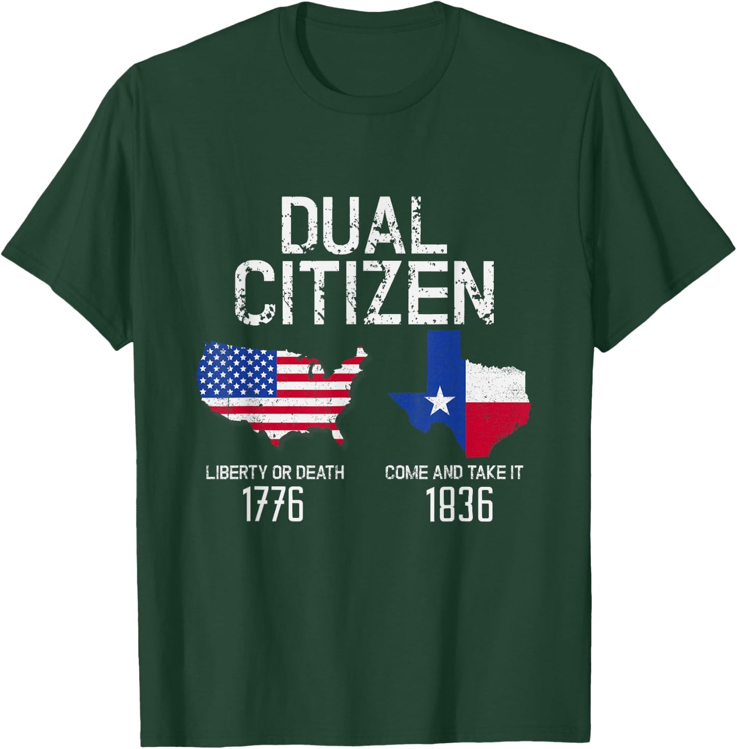 Dual Citizen Texas Pride Born and Raise USA TX Map Flag T-Shirt - T-Shirt | Forest