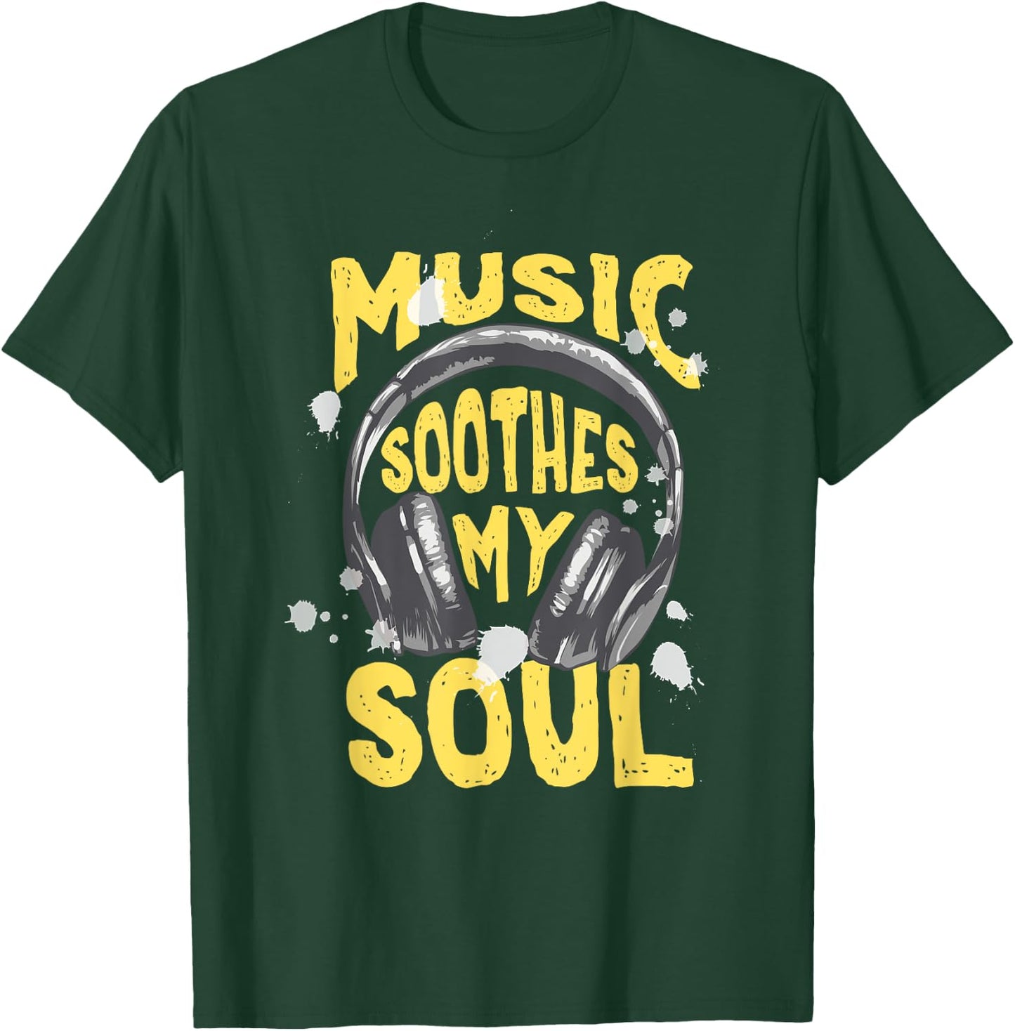 Music Soothes My Soul distressed Headphone headset Groove T-Shirt - T-Shirt | Forest