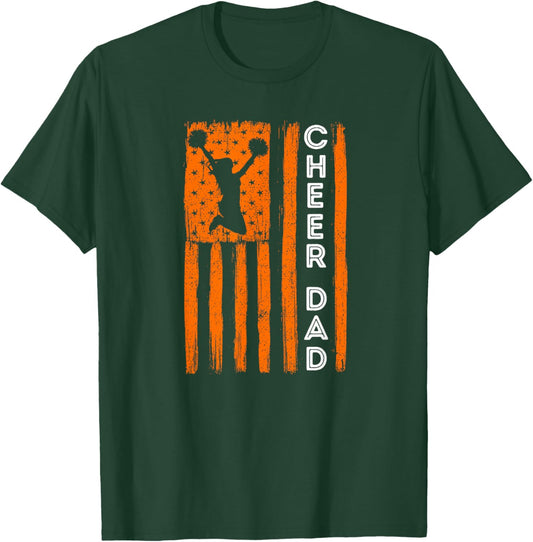 Cheer Dad Orange Cheerleading Flag T-Shirt - T-Shirt | Forest